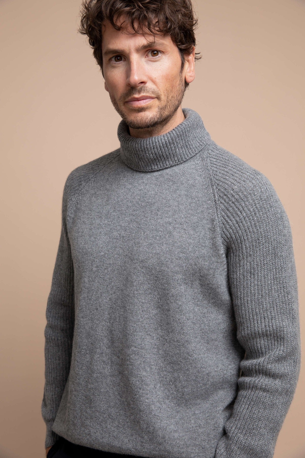 Ribbed roll neck jumper on sale mens