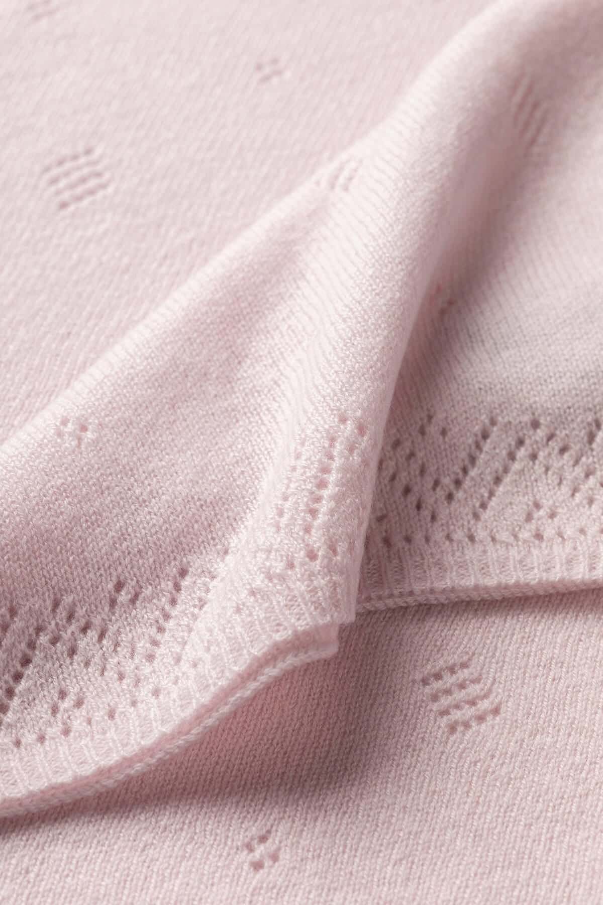 Johnstons of Elgin's Pale Pink Pointelle Cashmere Baby Blanket HAA01904SE0182ONE