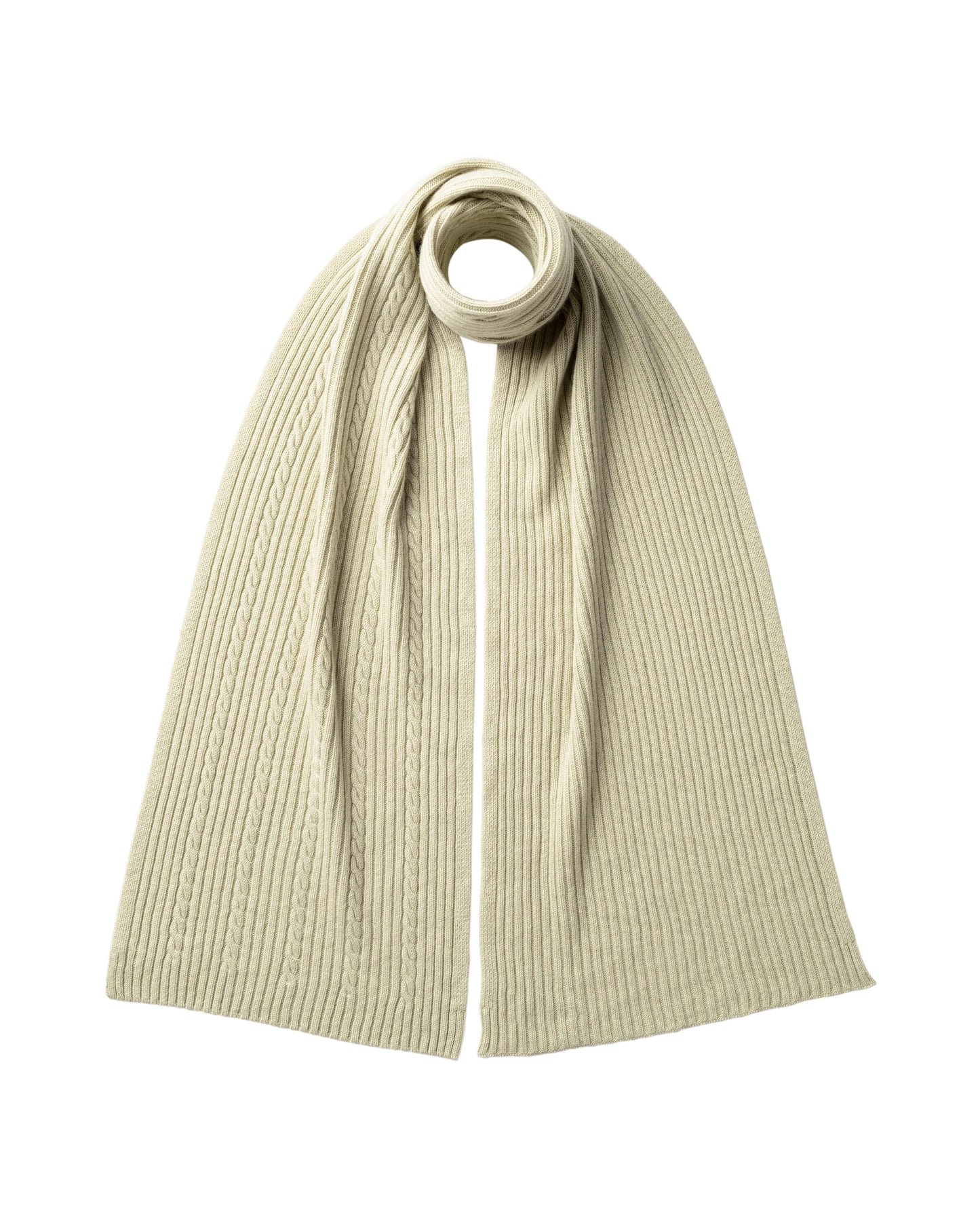 Johnstons of Elgin AW24 Knitted Accessory Lichen Cable & Rib Cashmere Scarf HAA03402SC0158ONE