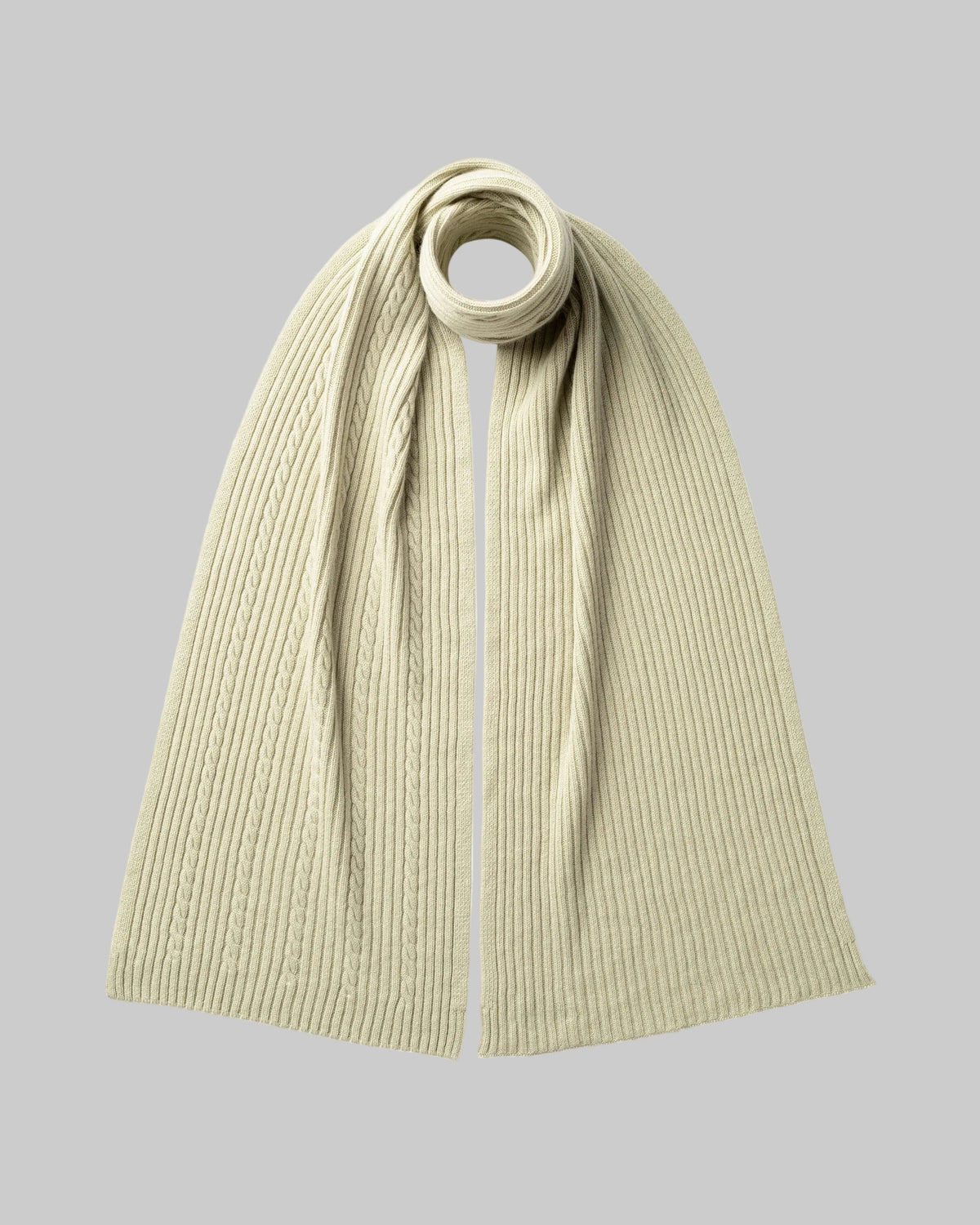 Johnstons of Elgin AW24 Knitted Accessory Lichen Cable & Rib Cashmere Scarf HAA03402SC0158ONE
