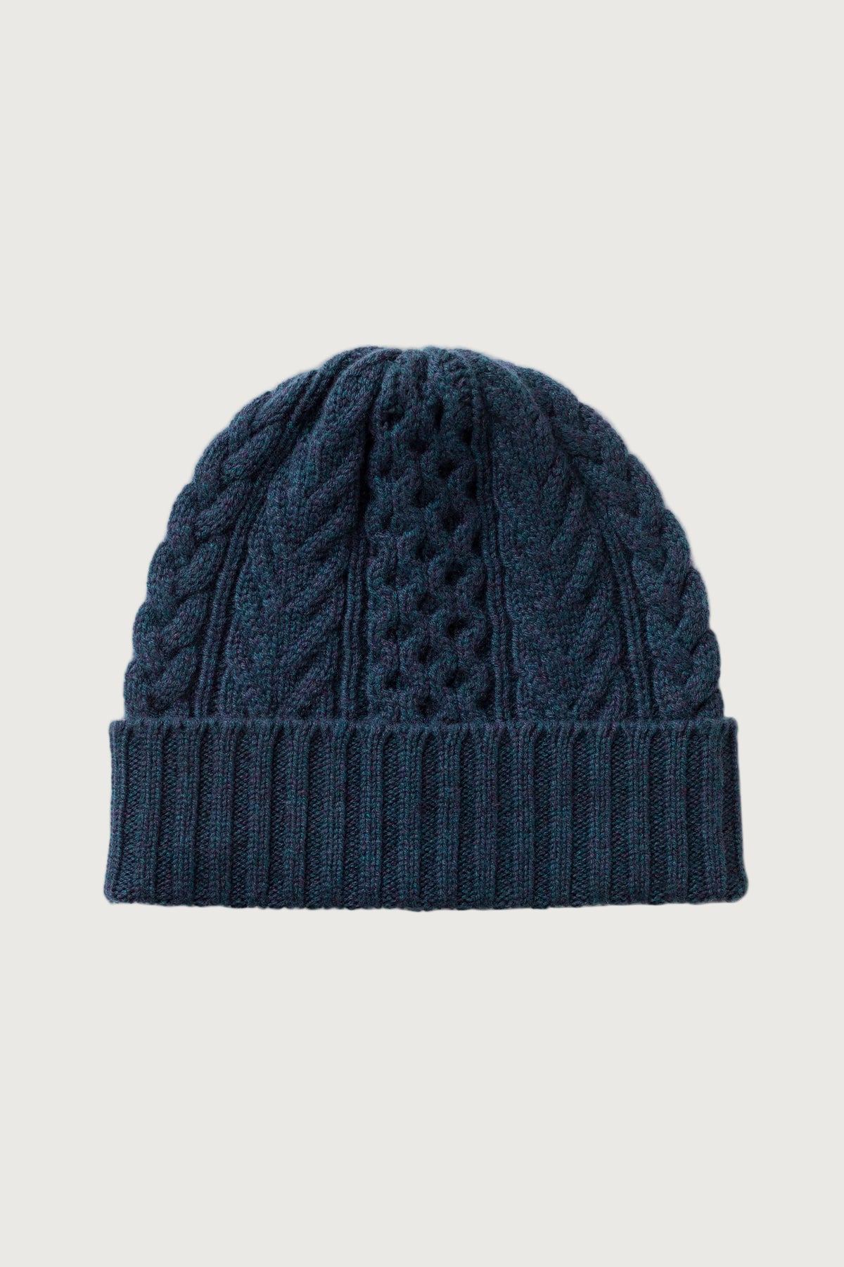 Johnstons of Elgin AW25 Knitted Accessories Heather Navy Aran Cable Navy Cashmere Beanie HAC03411HD7321ONE