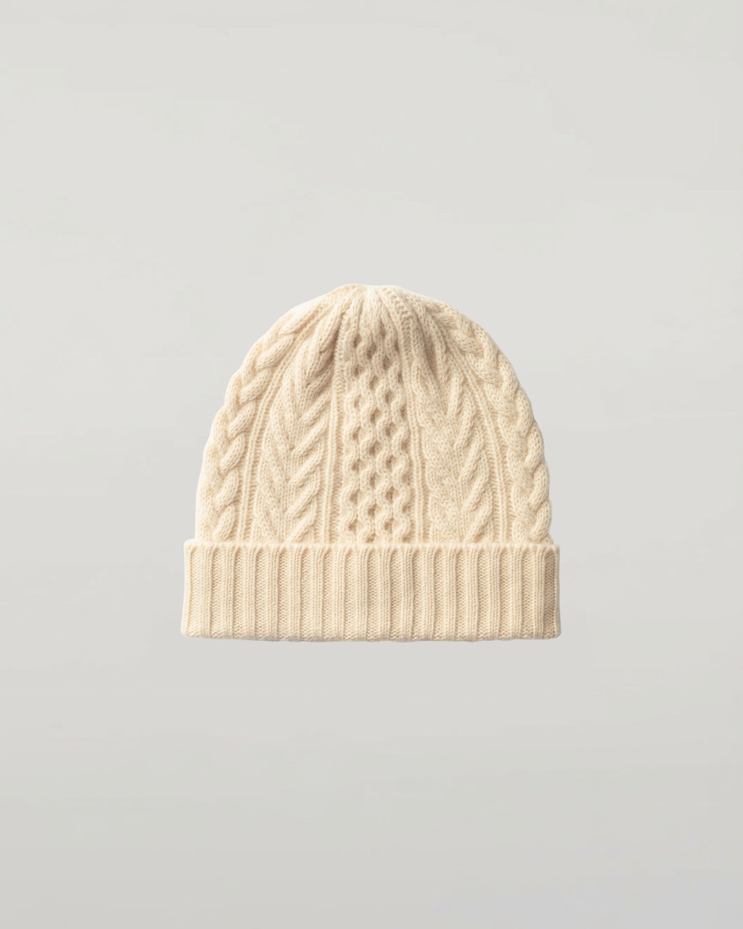 Johnstons of Elgin Knitted Accessories Champagne Aran Cable Cream Cashmere Beanie HAC03411SA0079ONE