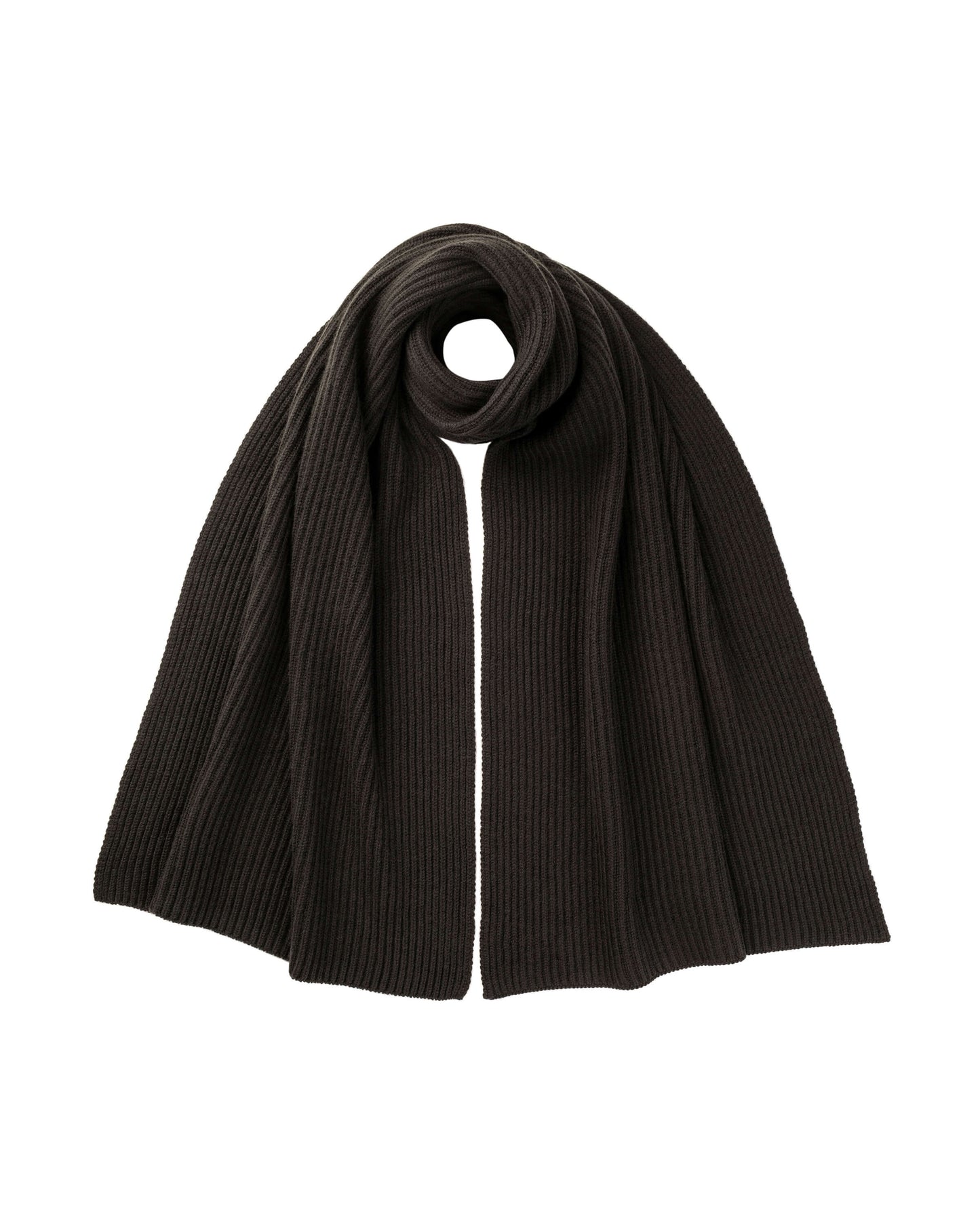 Johnstons of Elgin AW25 Knitted Accessories Iron Cardigan Stitch Grey Cashmere Scarf HAC03538SC7330ONE