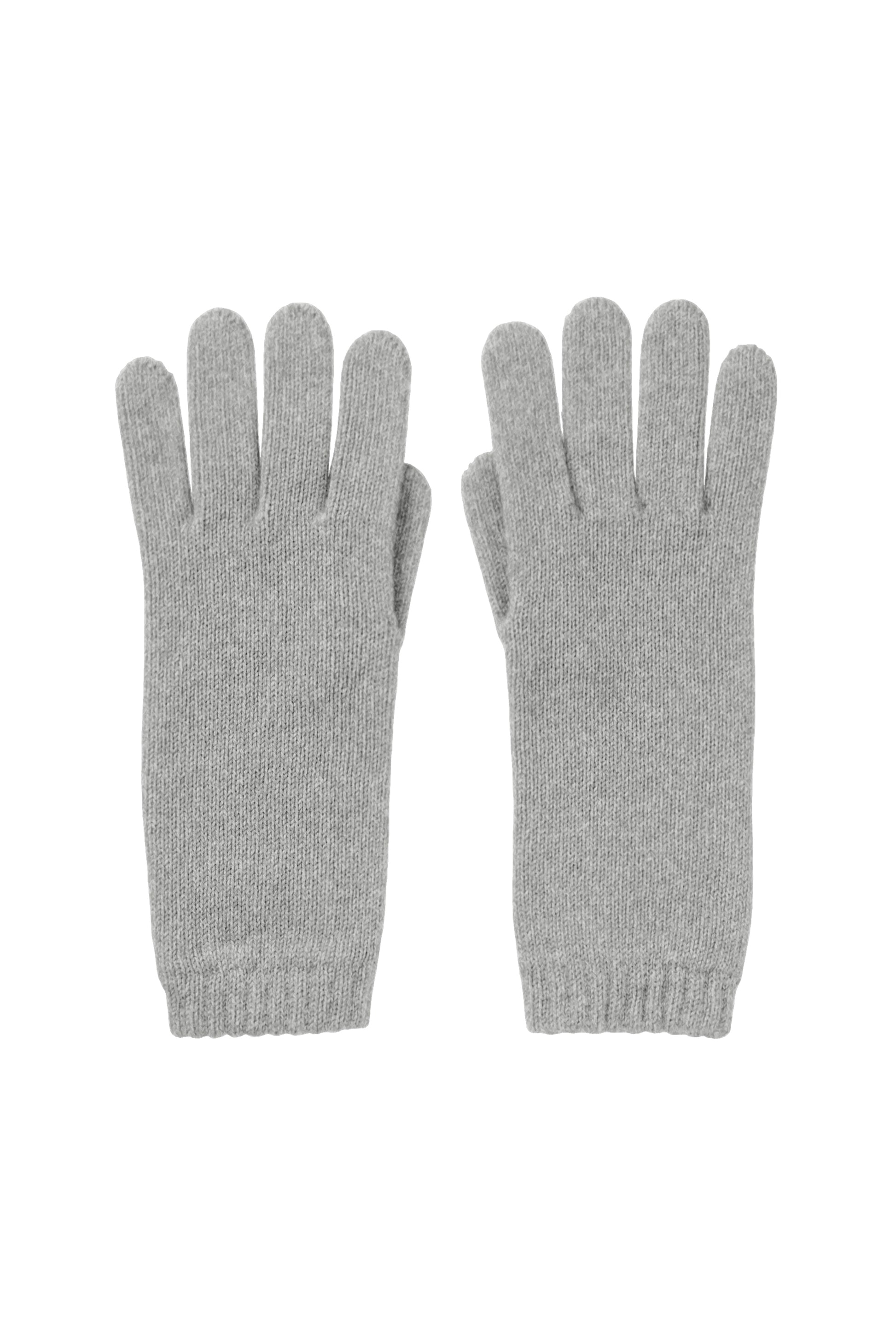 Johnstons of Elgin AW24 Knitted Accessory Light Grey Women's Cashmere Gloves HAD03226HA0308ONE