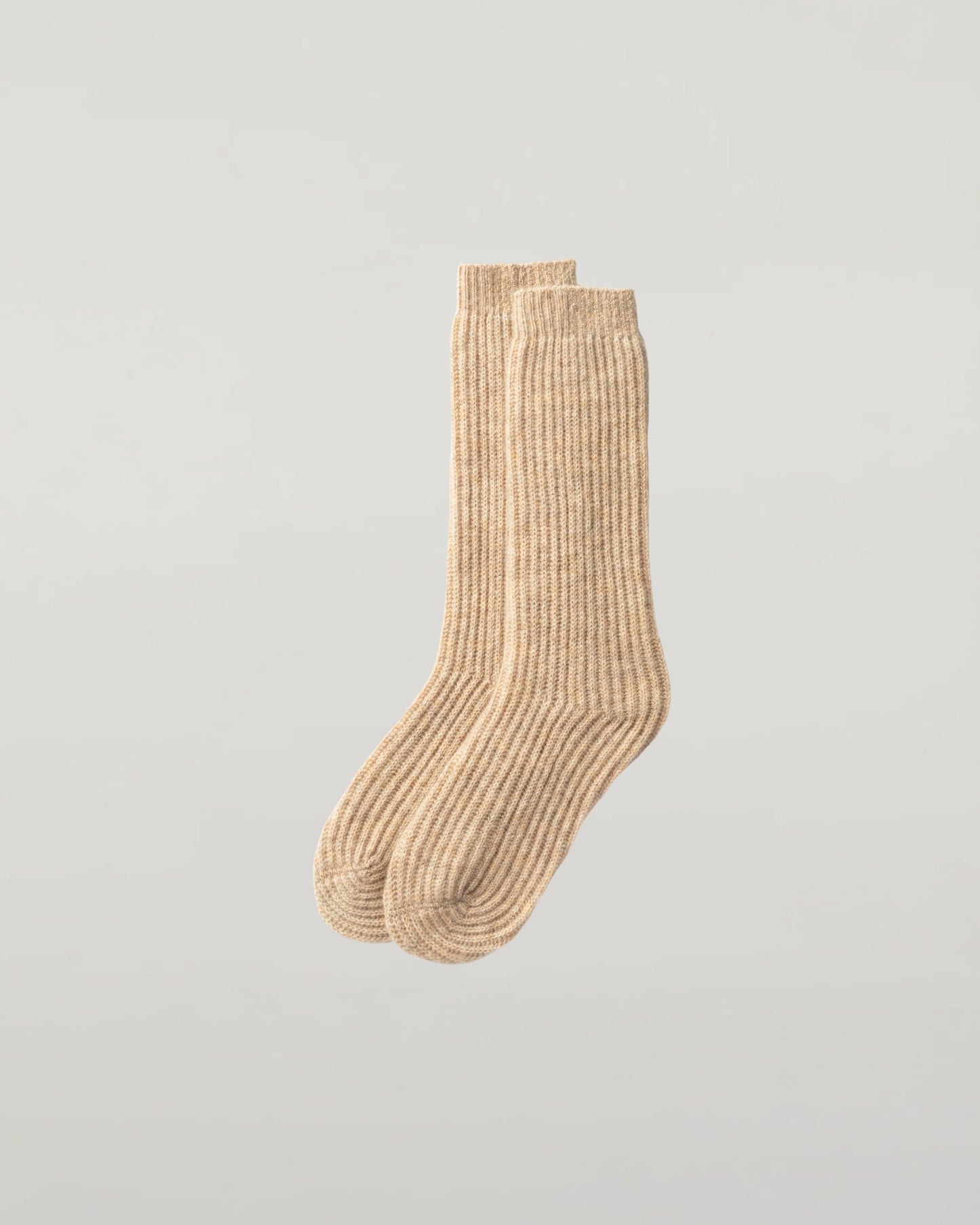 Johnstons of Elgin Knitted Accessories Oatmeal Luxe Ribbed Cashmere Socks HAE02240HB0210ONE