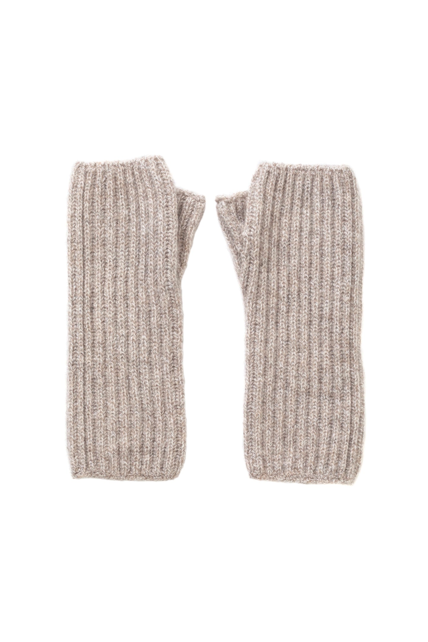 Johnstons of Elgin AW24 Knitted Accessory Ash Marl Ribbed Cashmere Wrist Warmers HAE02681HB0224ONE