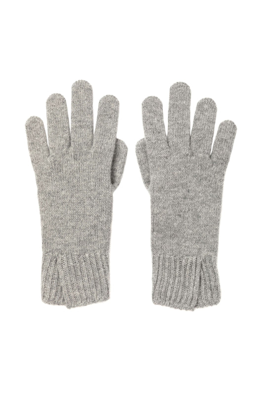 Johnstons of Elgin AW24 Knitted Accessory Light Grey Split Cuff Cashmere Gloves HAE03228HA0308ONE