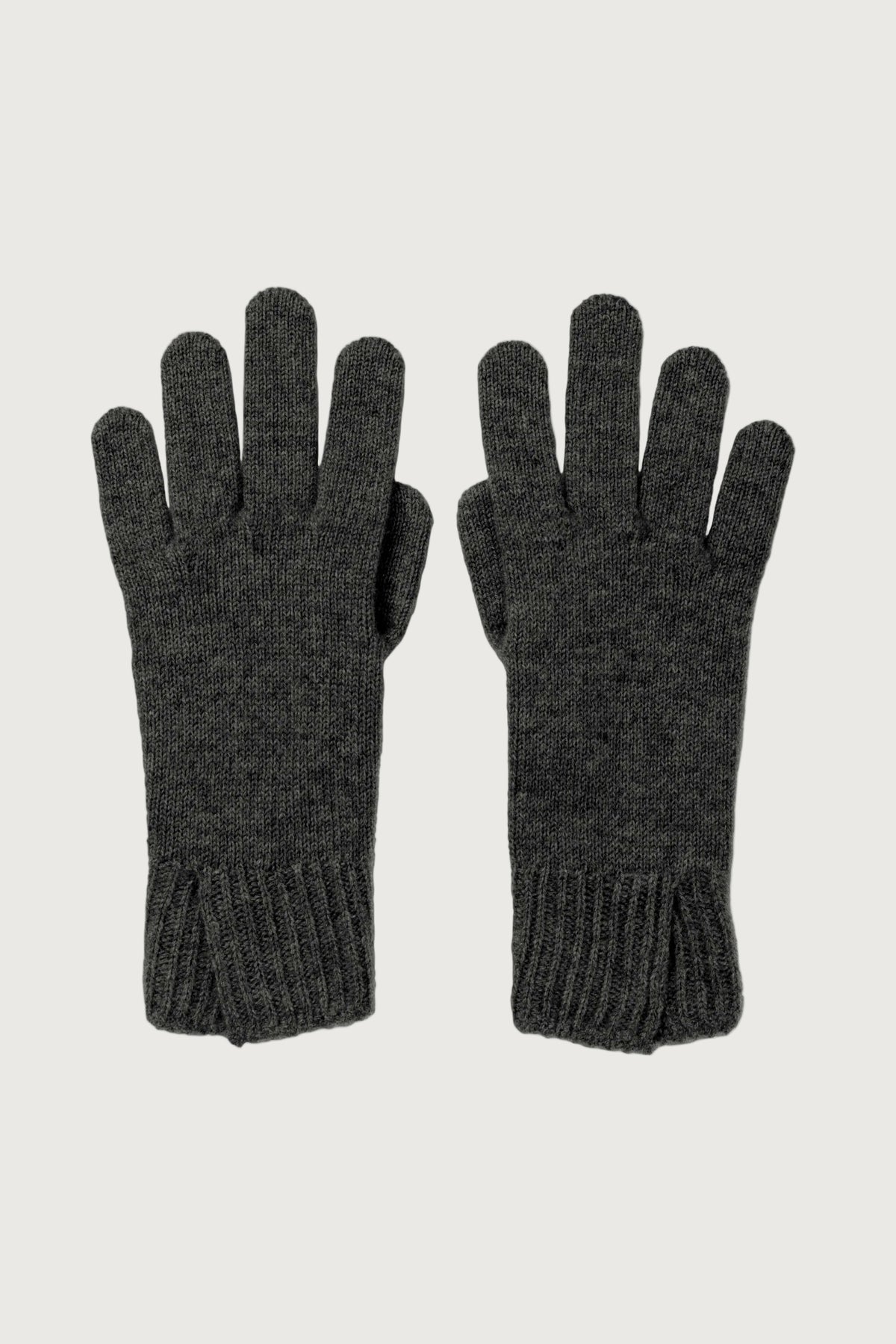 Johnstons of Elgin AW24 Knitted Accessory Mid Grey Split Cuff Cashmere Gloves HAE03228HA4181ONE