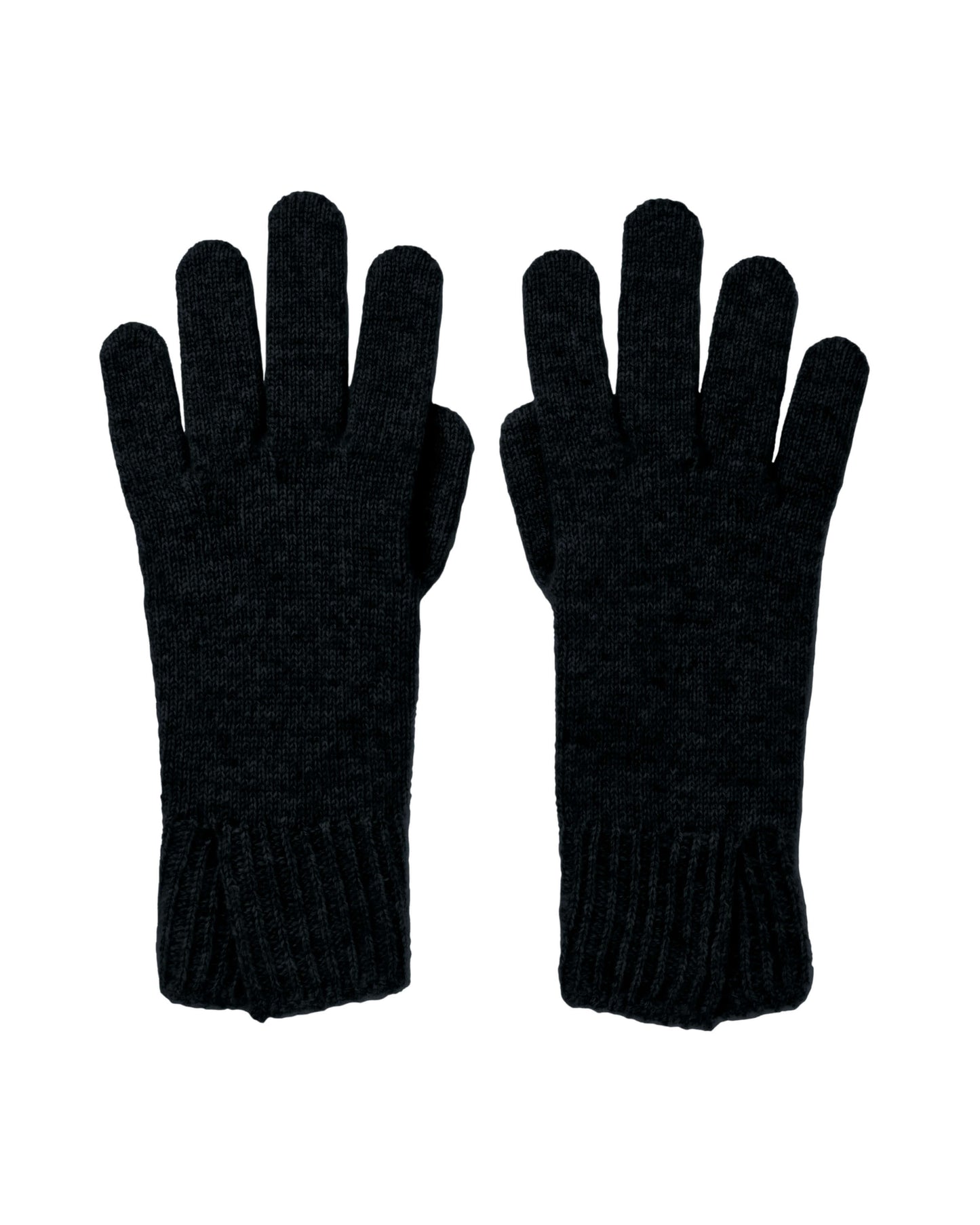 Johnstons of Elgin AW24 Knitted Accessory Black Split Cuff Cashmere Gloves HAE03228SA0900ONE