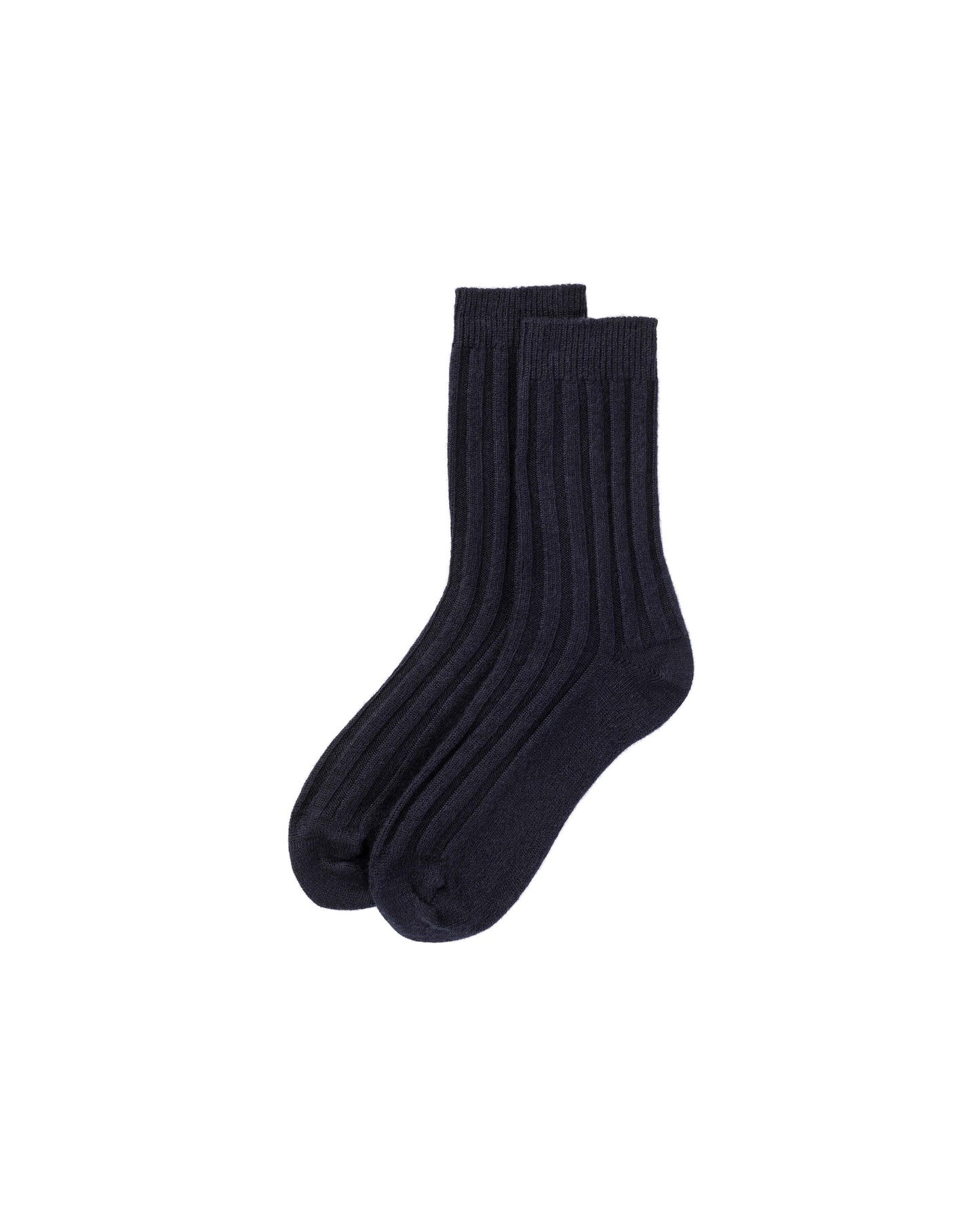 Johnstons of Elgin pair of navy cashmere socks on a white background 2025GIFTSET4A