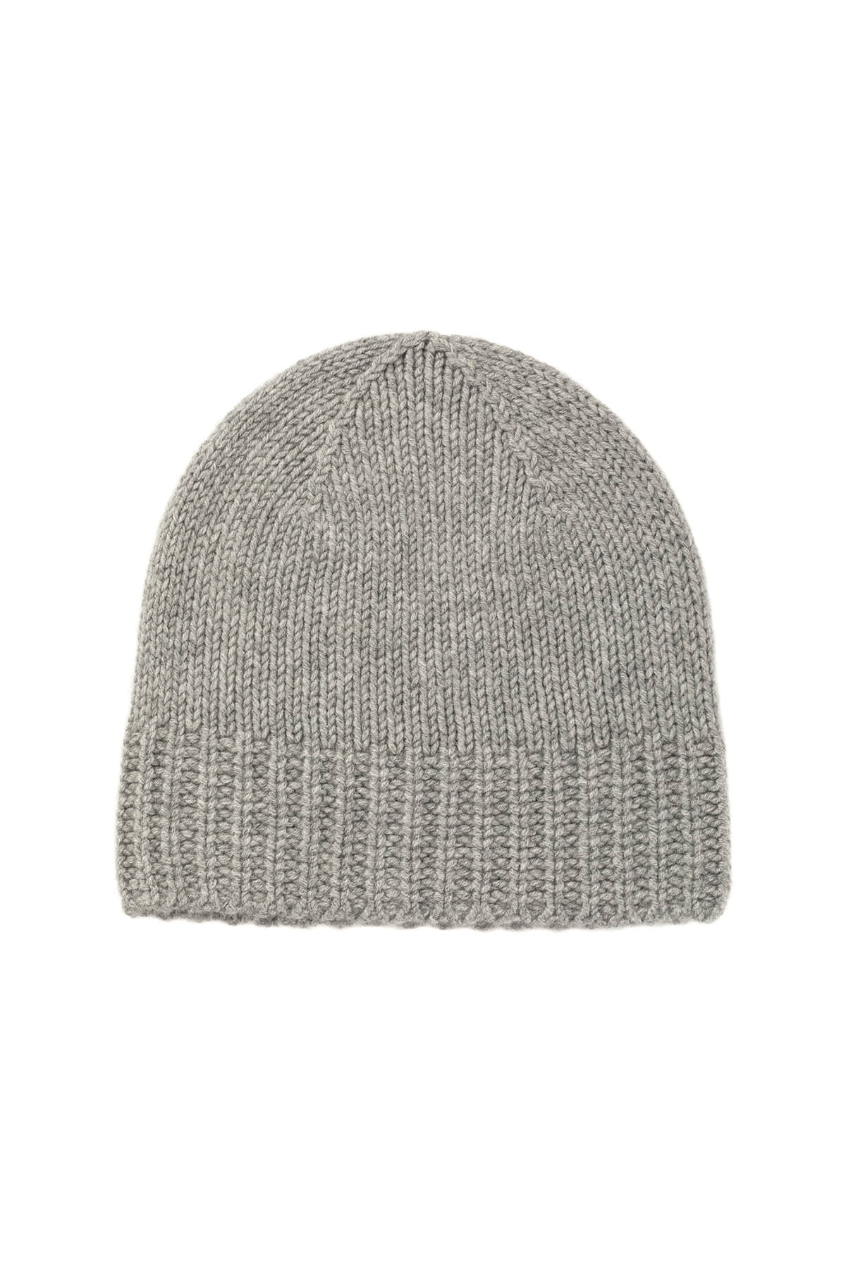Johnstons of Elgin’s Light Grey Jersey Cuff Cashmere Beanie on white background HAT03246HA0308