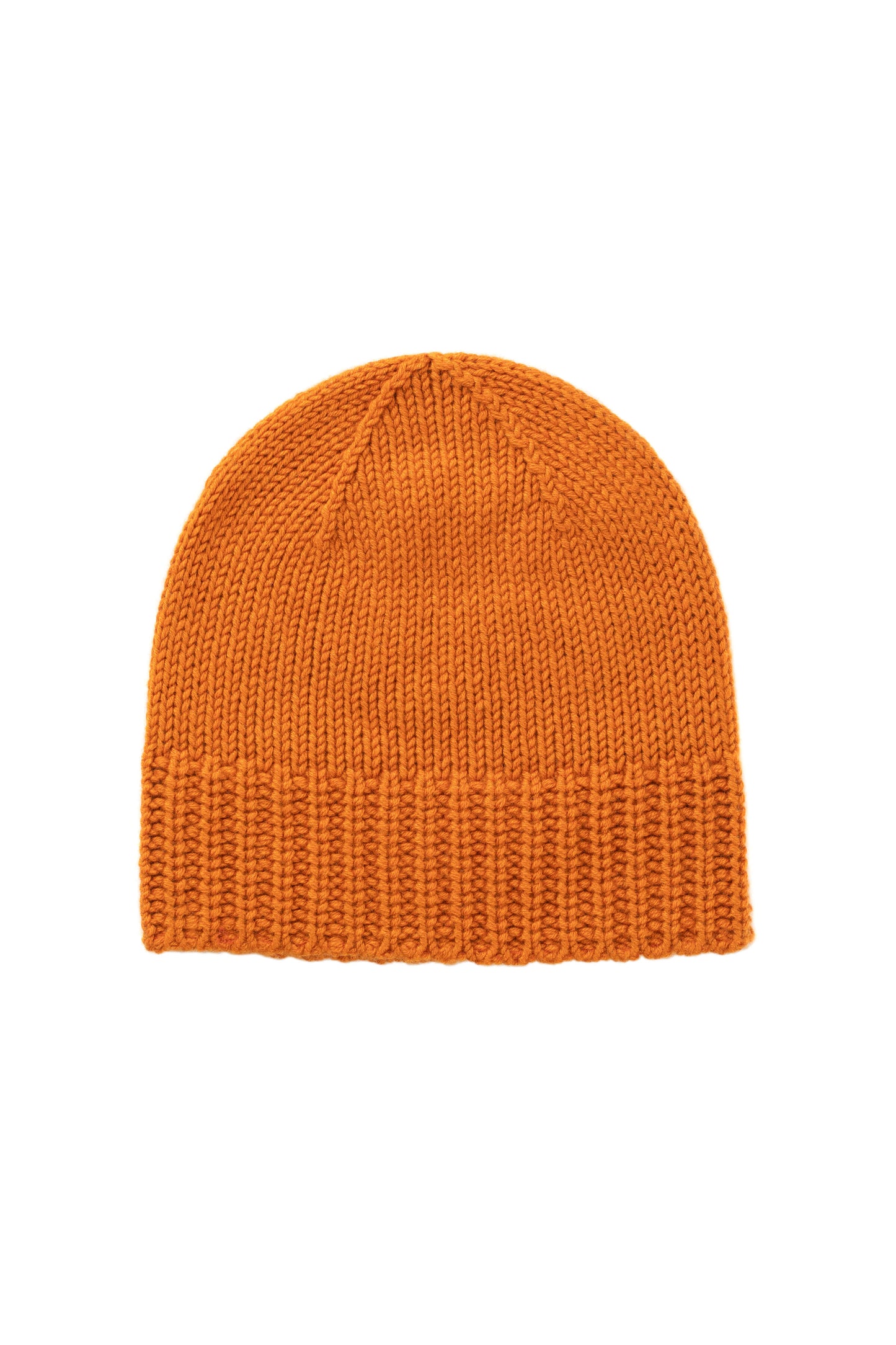 Johnstons of Elgin AW24 Knitted Accessory Burnt Orange Cashmere Jersey Cuff Beanie HAT03246SG4199ONE