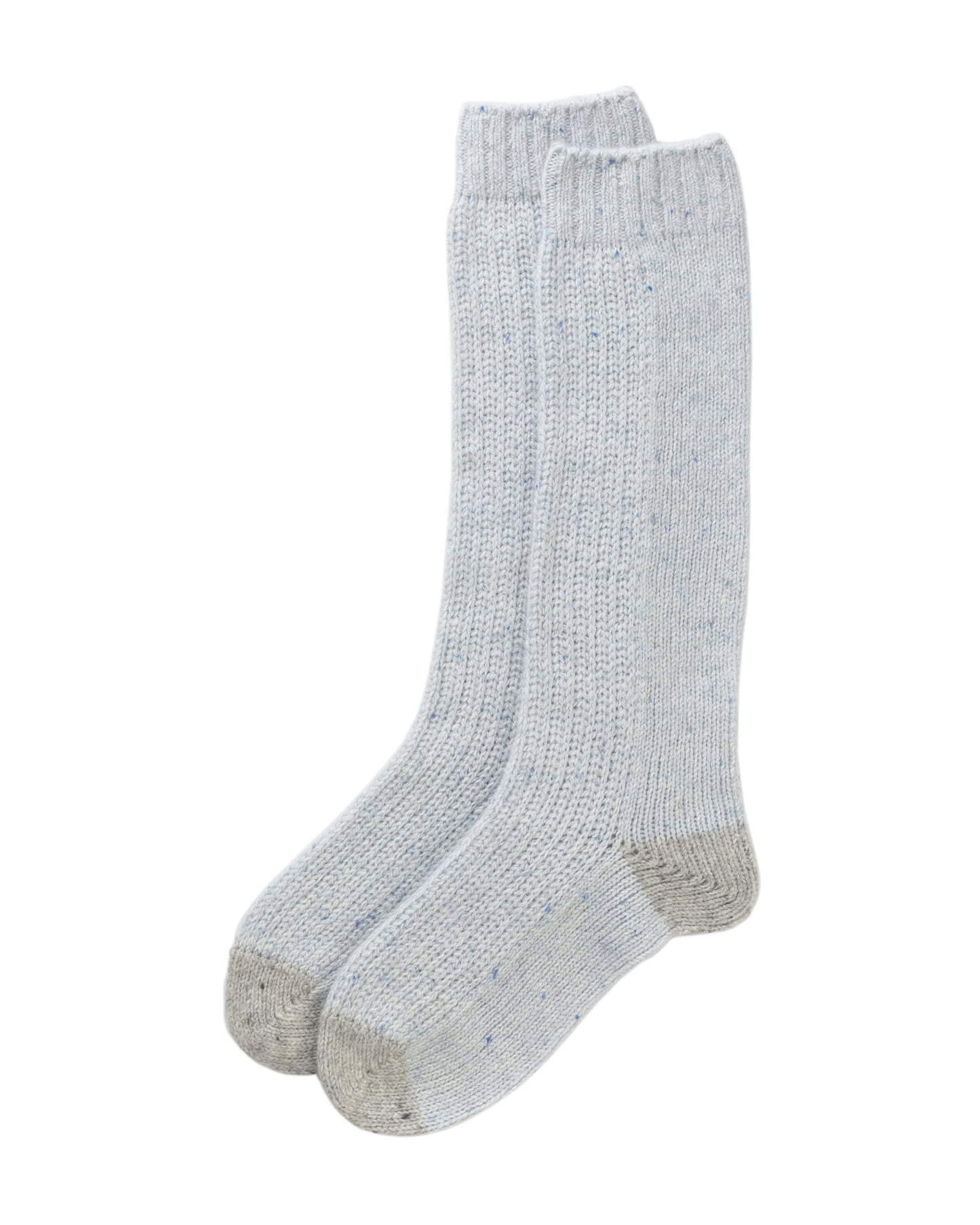 Johnstons of Elgin AW24 Knitted Accessory Ice Blue & Pale Grey Donegal Women's Donegal Cashmere Socks HBY03400Q24486ONE