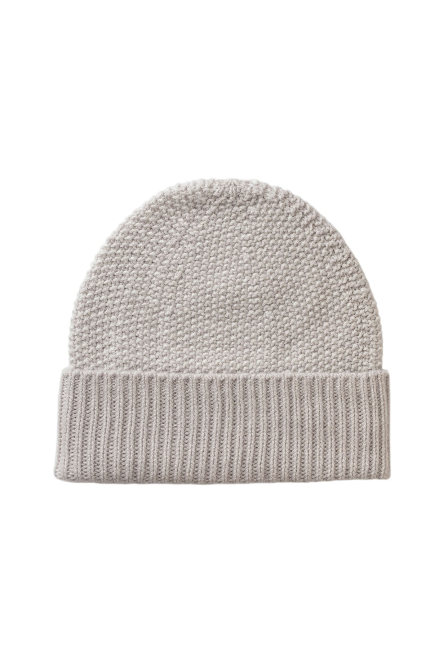Johnstons of Elgin AW25 Knitted Accessories Snowmelt & Zinc White Seed Stitch Cashmere White Beanie HAY03527Q25348ONE