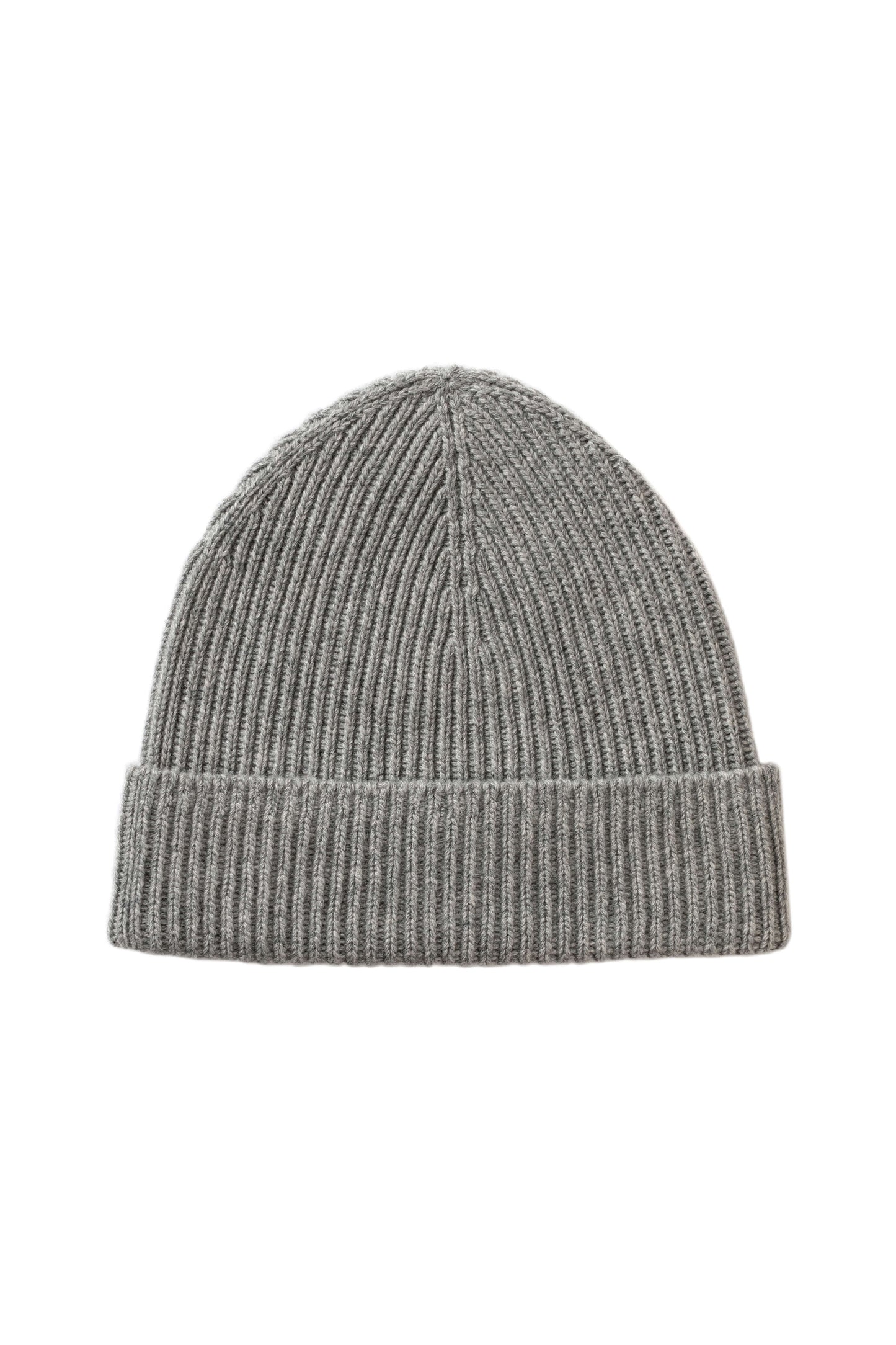 Johnstons of Elgin AW25 Knitted Accessories Light Grey Ribbed Grey Cashmere Beanie HAY03536HA0308ONE