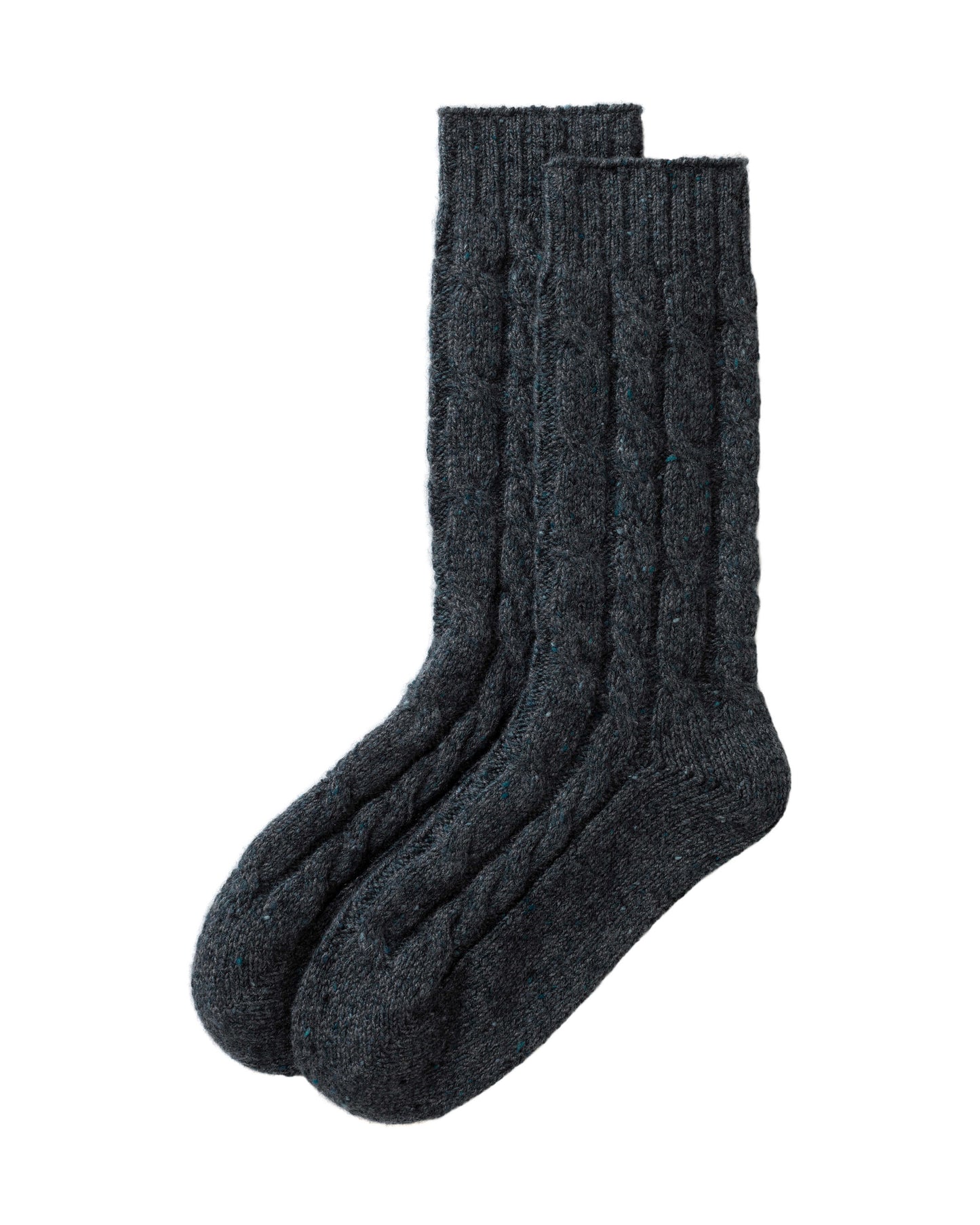 Johnstons of Elgin AW25 Knitted Accessories Storm Blue Cashmere Donegal Cable Navy Socks HBY01023006336ONE