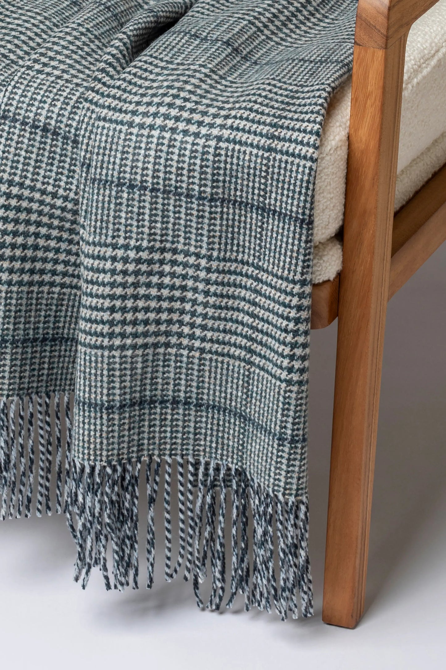 2025 Johnstons of Elgin Interiors Collection Bottle Tweed Glen Check Wool Throw on a grey background WDC01930RU7652ONE