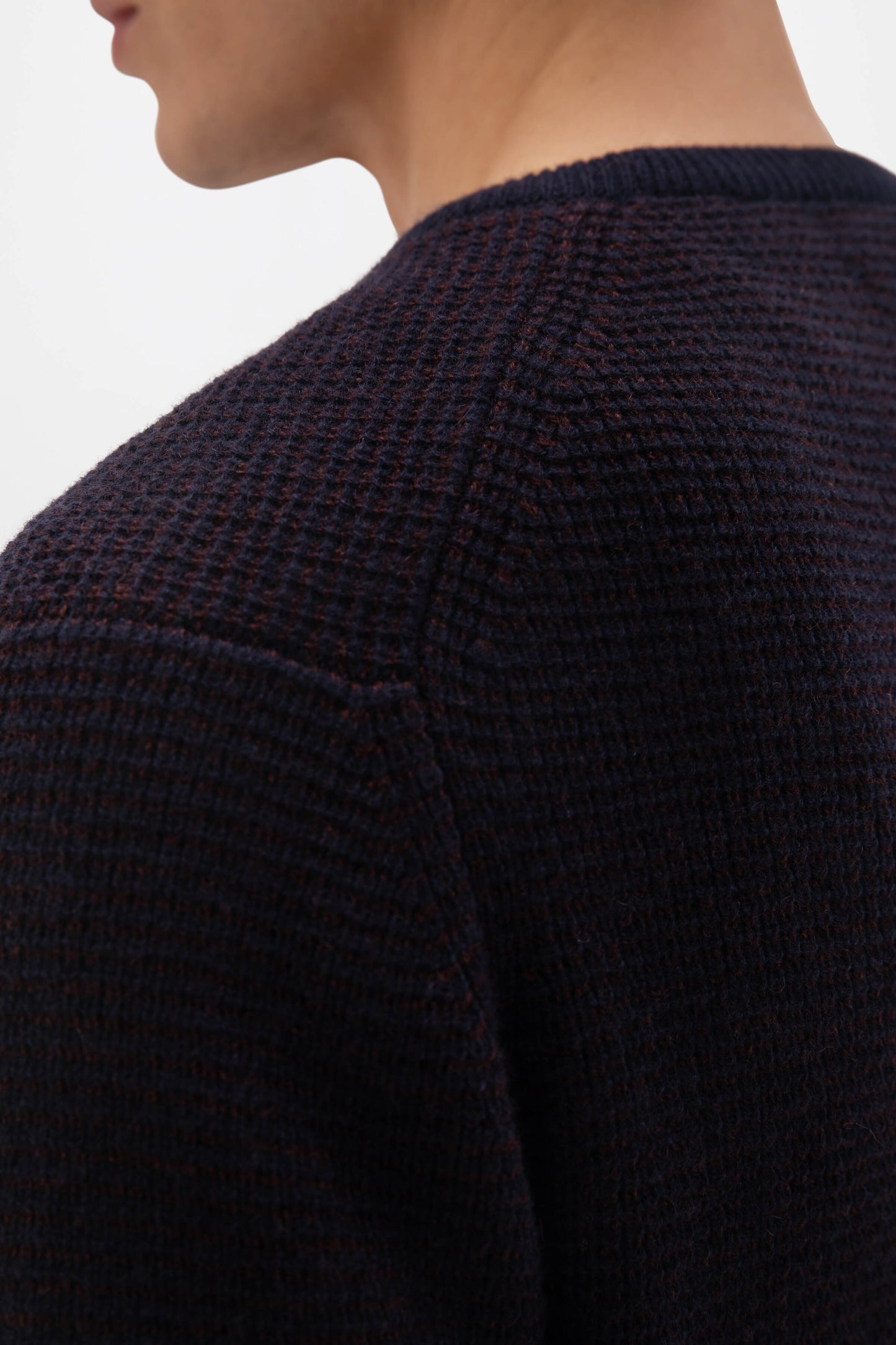 Johnstons of Elgin SS24 Men's Knitwear Malt Brown Marl Textured Waffle Rib Cashmere Jumper KAA05042Q24457