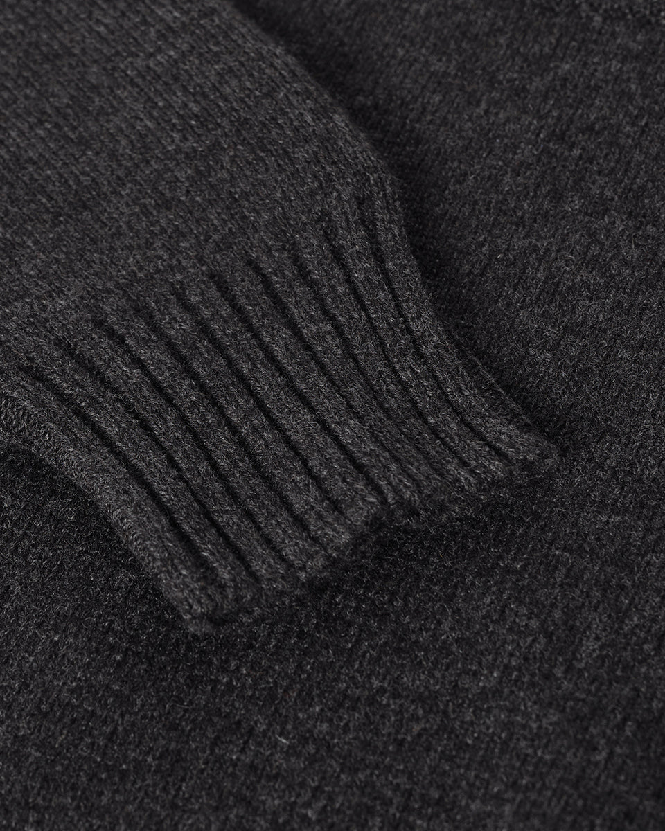 Johnstons of Elgin AW25 Women's Knitwear Charcoal Cropped Milano Grey Cashmere Jumper close up KAA05488HA7165