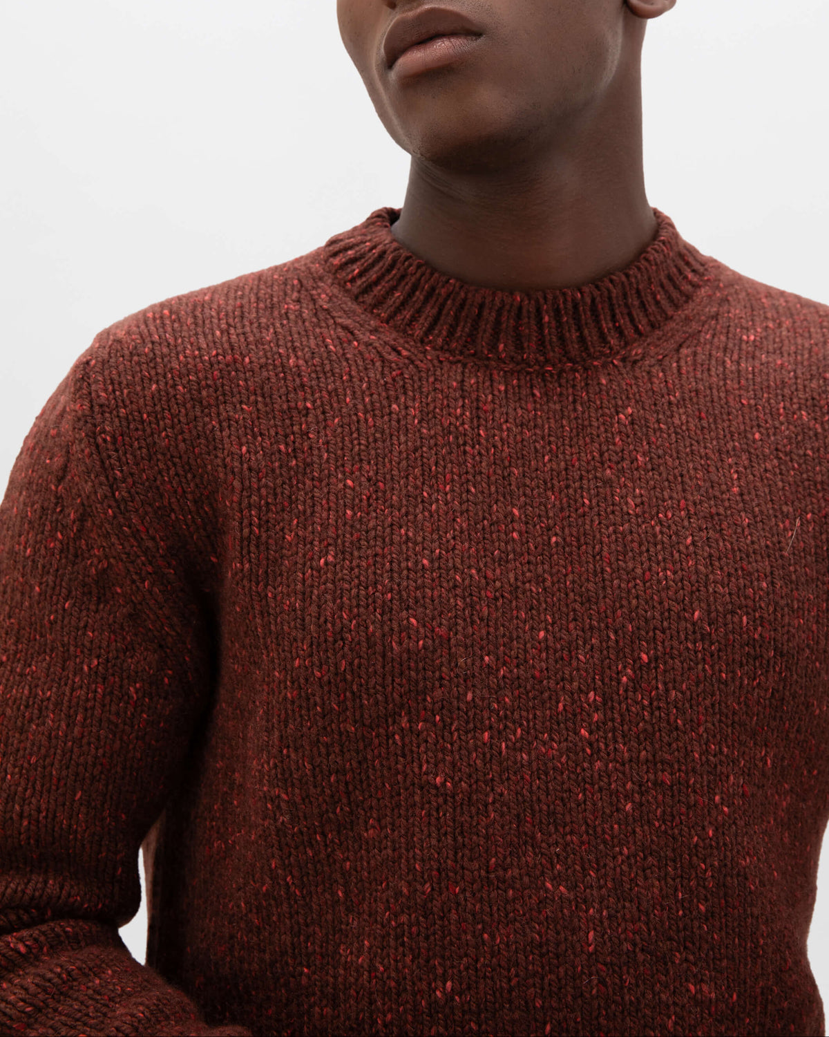 Johnstons of Elgin AW24 Men's Knitwear Russet Aran Cashmere Donegal Jumper KAB05288HE7030