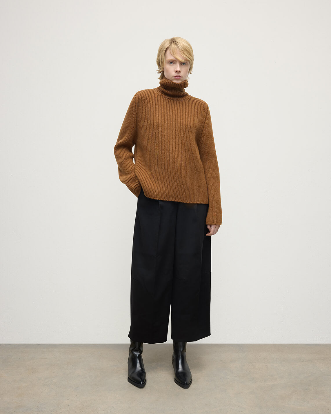 Brown Camel Roll Neck Jumper Womens Dark Camel Women's Roll-Collar