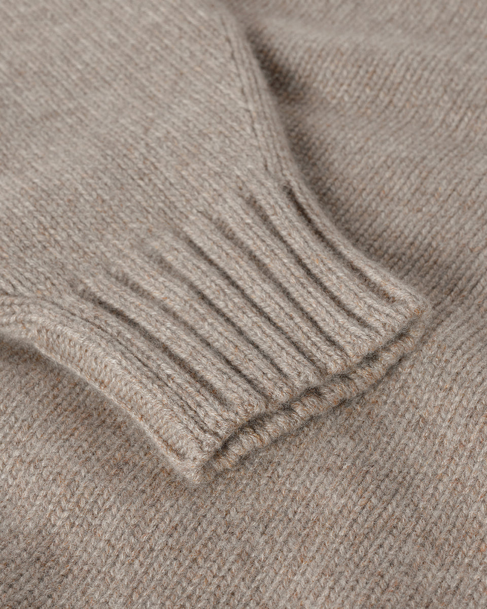 Johnstons of Elgin AW25 Women's Knitwear Ash Relaxed Brown Cashmere Jumper close up KAB05562HB4334
