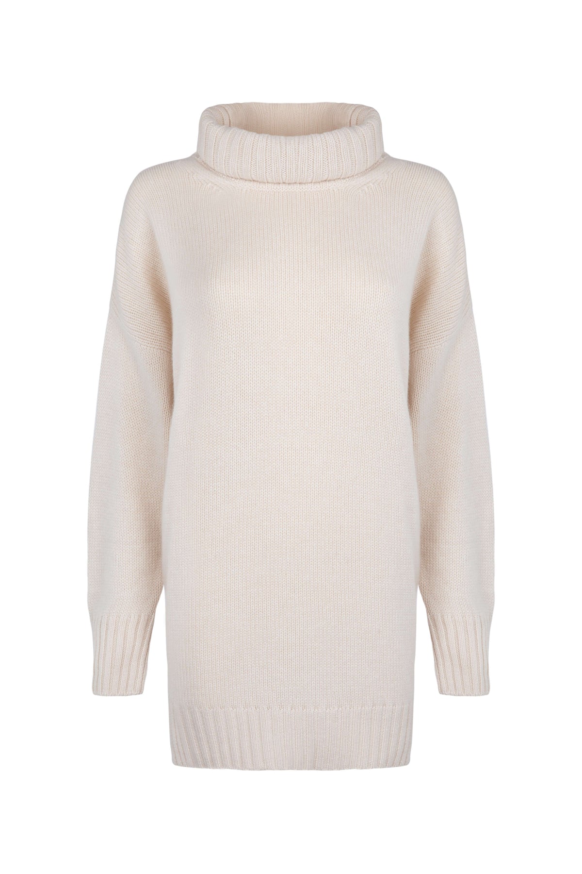 Oversized Cashmere Roll Neck Cream Jumper