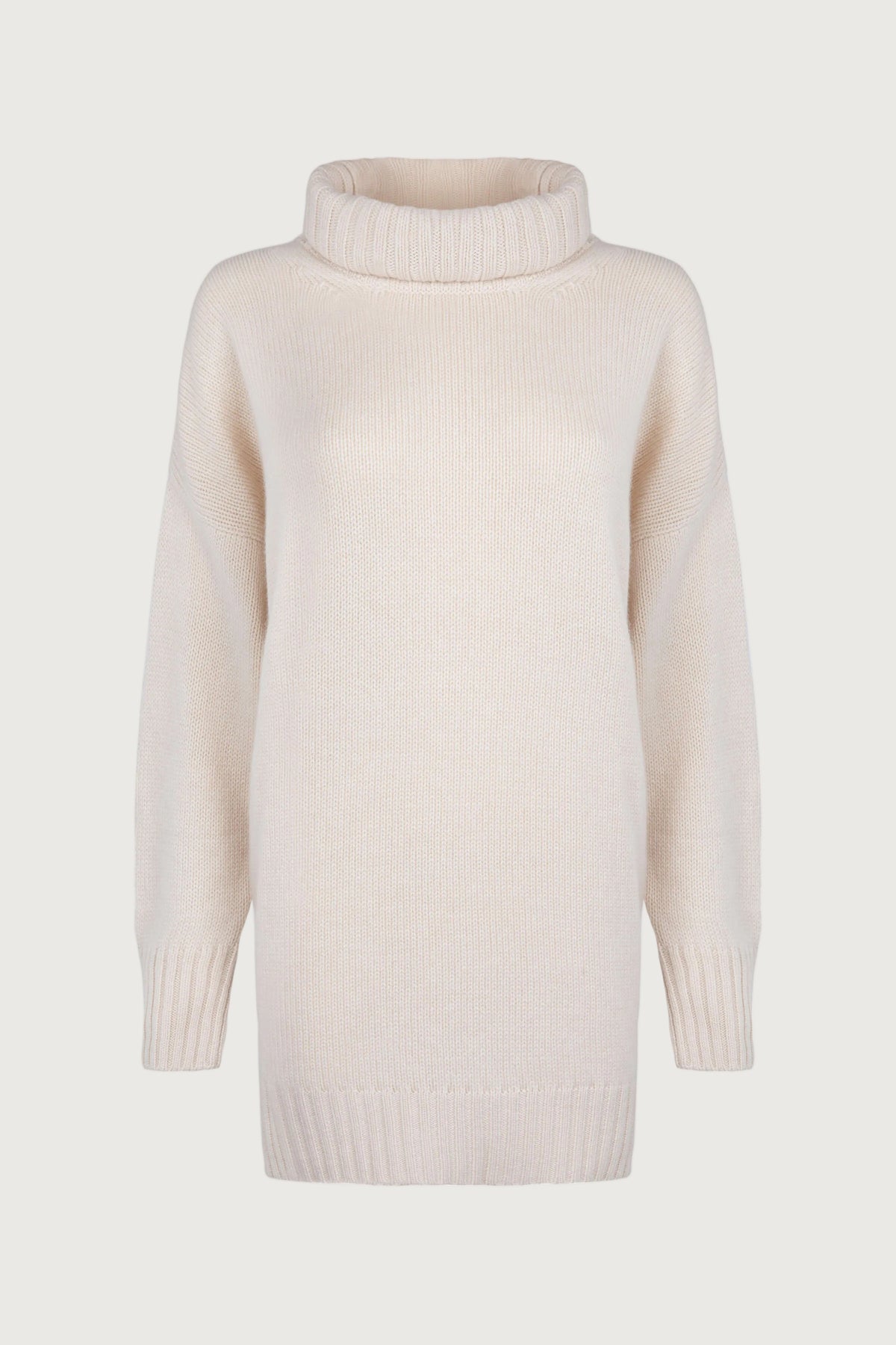 Oversized Cashmere Roll Neck Cream Jumper