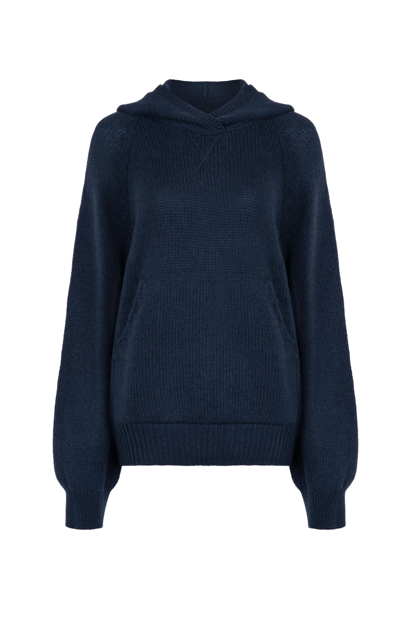 Johnstons of Elgin Womens Knitwear Mazarine Blue Oversized Cashmere Hoodie KAC05050SD7351