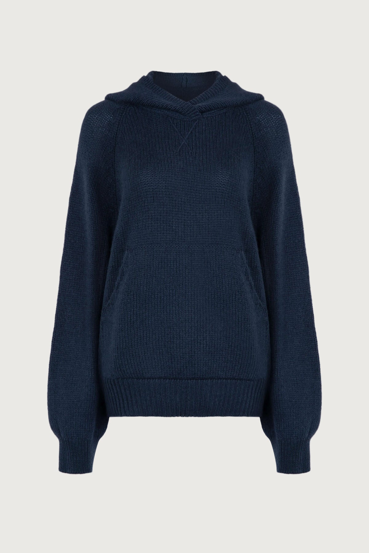 Johnstons of Elgin Womens Knitwear Mazarine Blue Oversized Cashmere Hoodie KAC05050SD7351