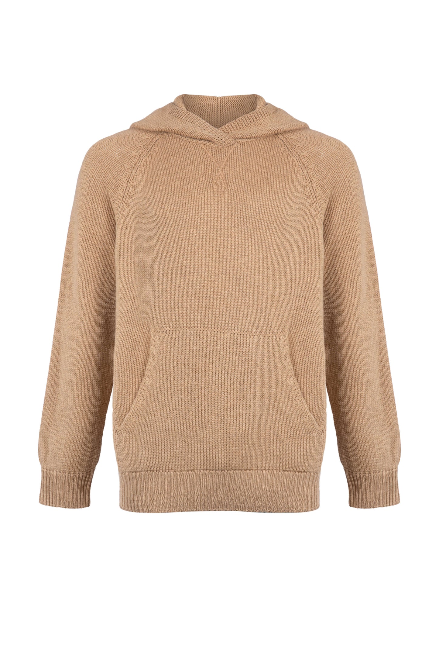 Johnstons of Elgin Men's Knitwear Camel Kangaroo Pocket Cashmere Hoodie KAC05156HB4315