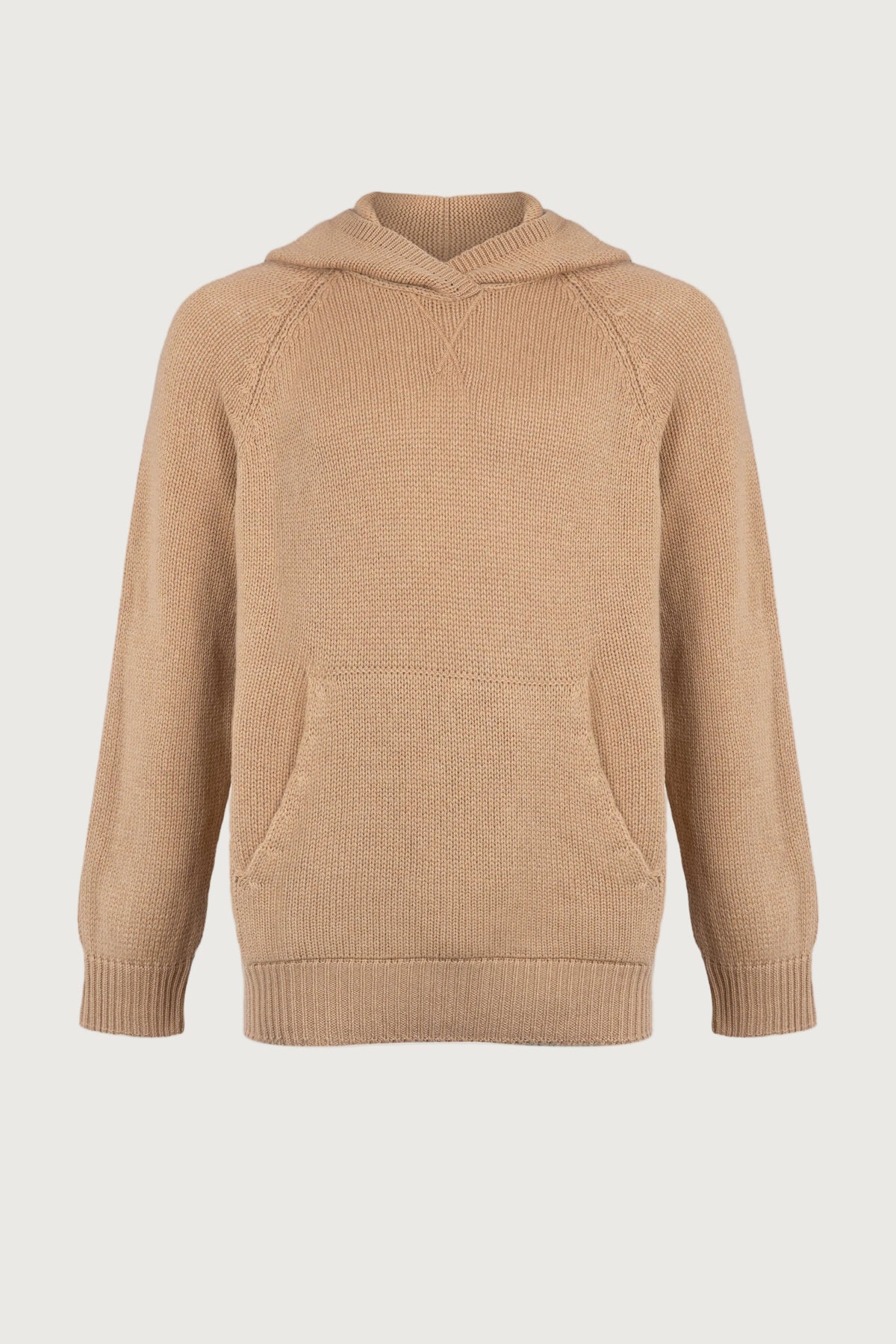 Johnstons of Elgin Men's Knitwear Camel Kangaroo Pocket Cashmere Hoodie KAC05156HB4315