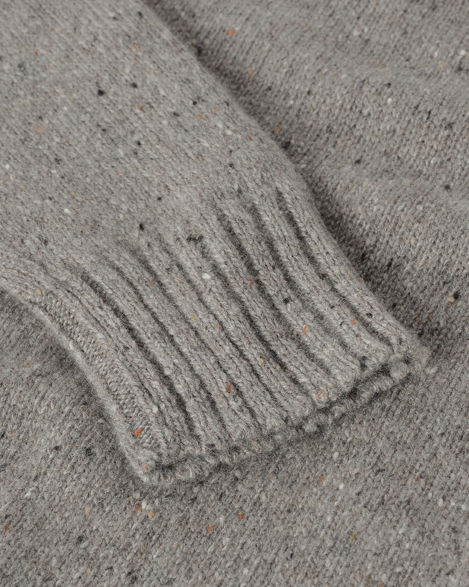 Johnstons of Elgin AW25 Women's Knitwear Peregrine Donegal Donegal Cashmere Grey Jumper Details KAC05289006335