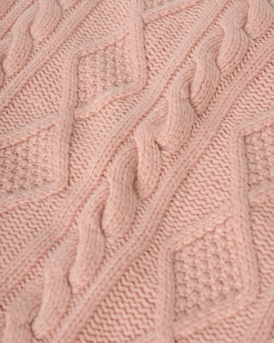 Johnstons of Elgin AW25 Women's Knitwear Nude Aran Cable Pink Cashmere Tank Details KAC05321SE0740