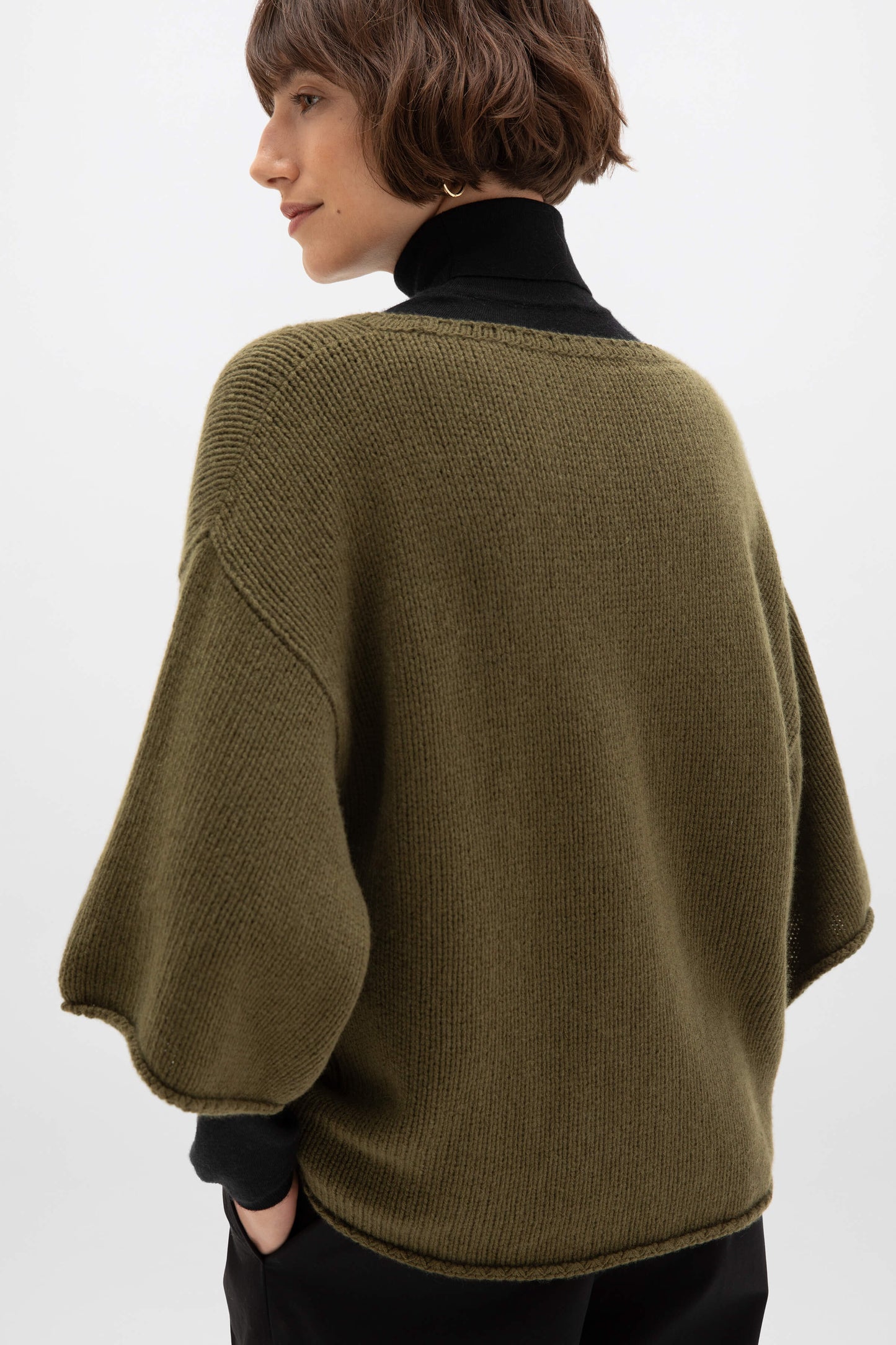 Boat Neck Olive Green Cashmere Jumper