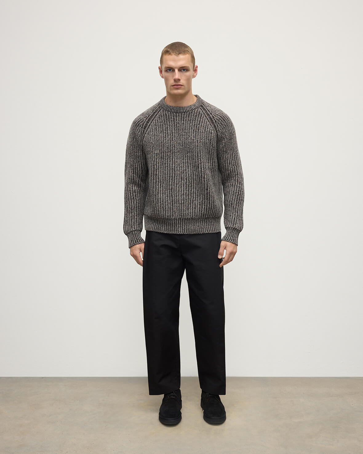 Grey Chunky Ribbed Donegal Jumper | Luxury Scottish Cashmere