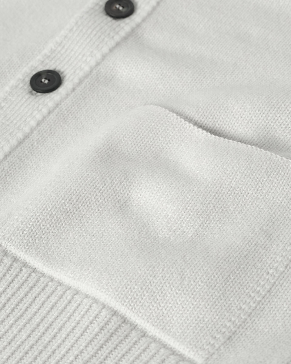 Johnstons of Elgin AW25 Men's Knitwear Zinc White Ribbed Cashmere White Cardigan KAC05601HA0371