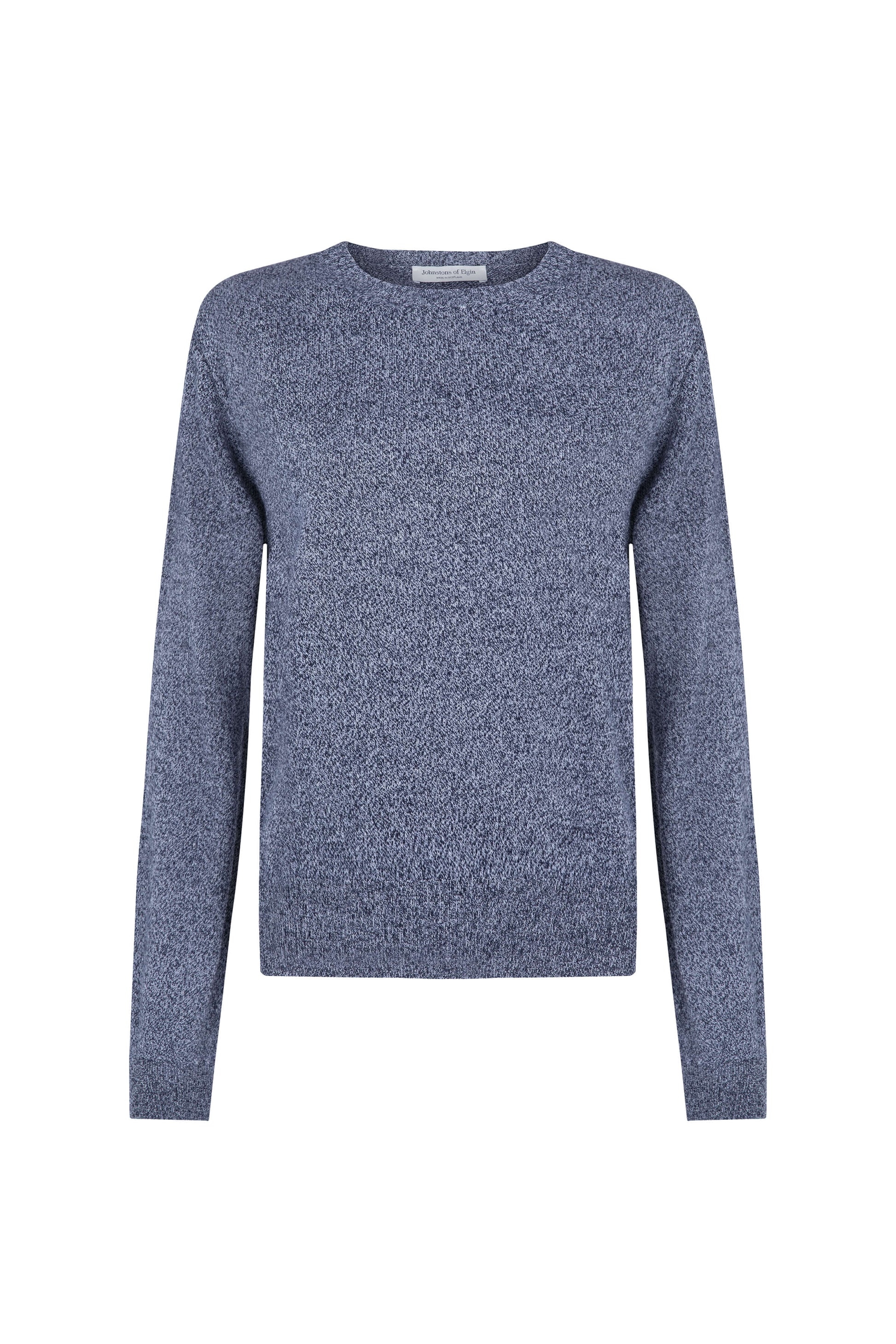 Johnstons of Elgin SS24 Women's Knitwear Dark Navy Marl Cropped Classic Cashmere Round Neck KAI05142004580