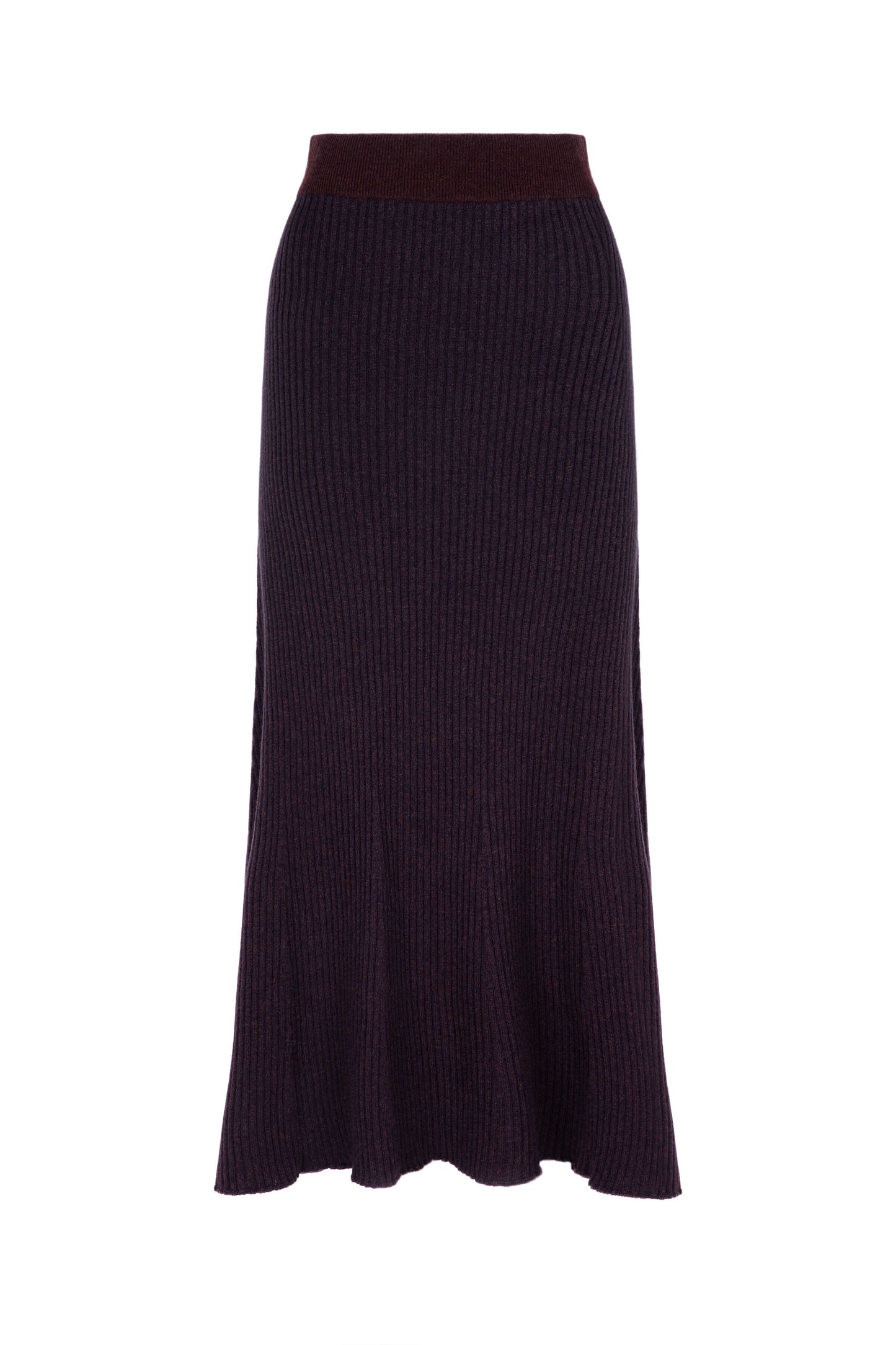 Ribbed Marl Dark Brown Cashmere Skirt