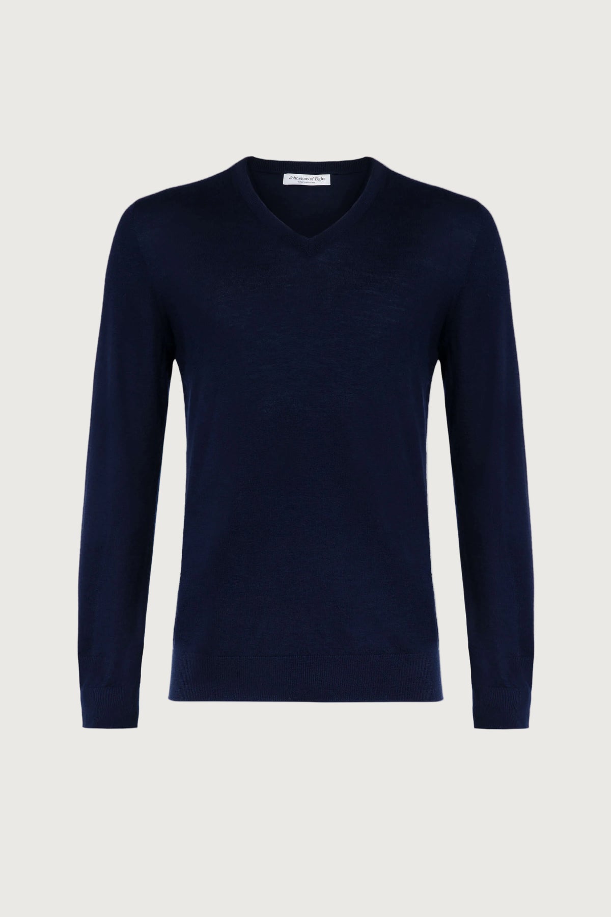 Johnstons of Elgin SS24 Unisex Knitwear Navy Unisex Superfine Cashmere V Neck KAI05242SD0707