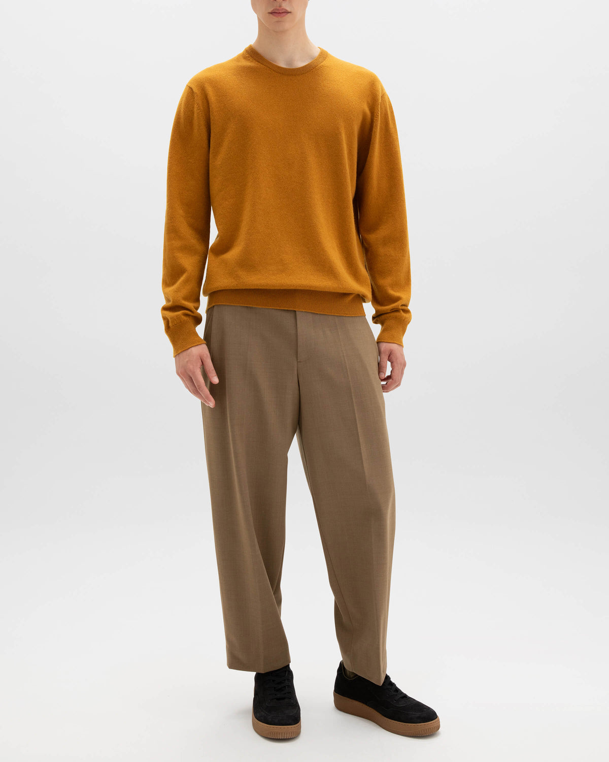 Johnstons of Elgin AW24 Men's Knitwear Ochre Cashmere Crew Neck Jumper KAI05265SF4347