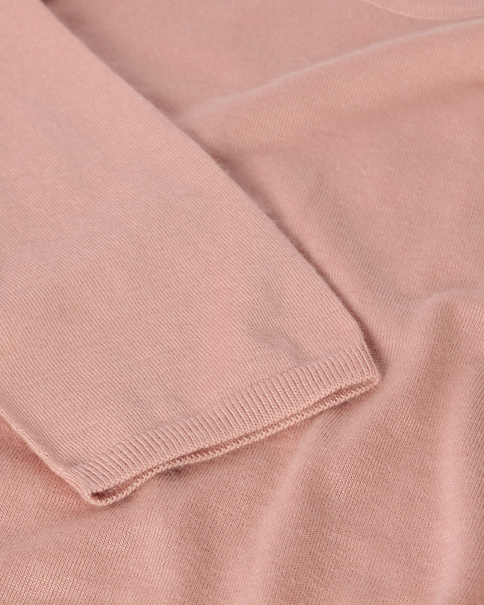 Johnstons of Elgin AW25 Women's Knitwear Nude Superfine Cashmere Pink Jumper neckline details KAI05318SE5274