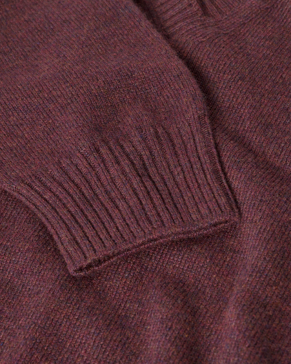 Johnstons of Elgin AW25 Women's Knitwear Damson Gauzy Cashmere Purple V Neck Jumper Close Up KAI05323HE7064