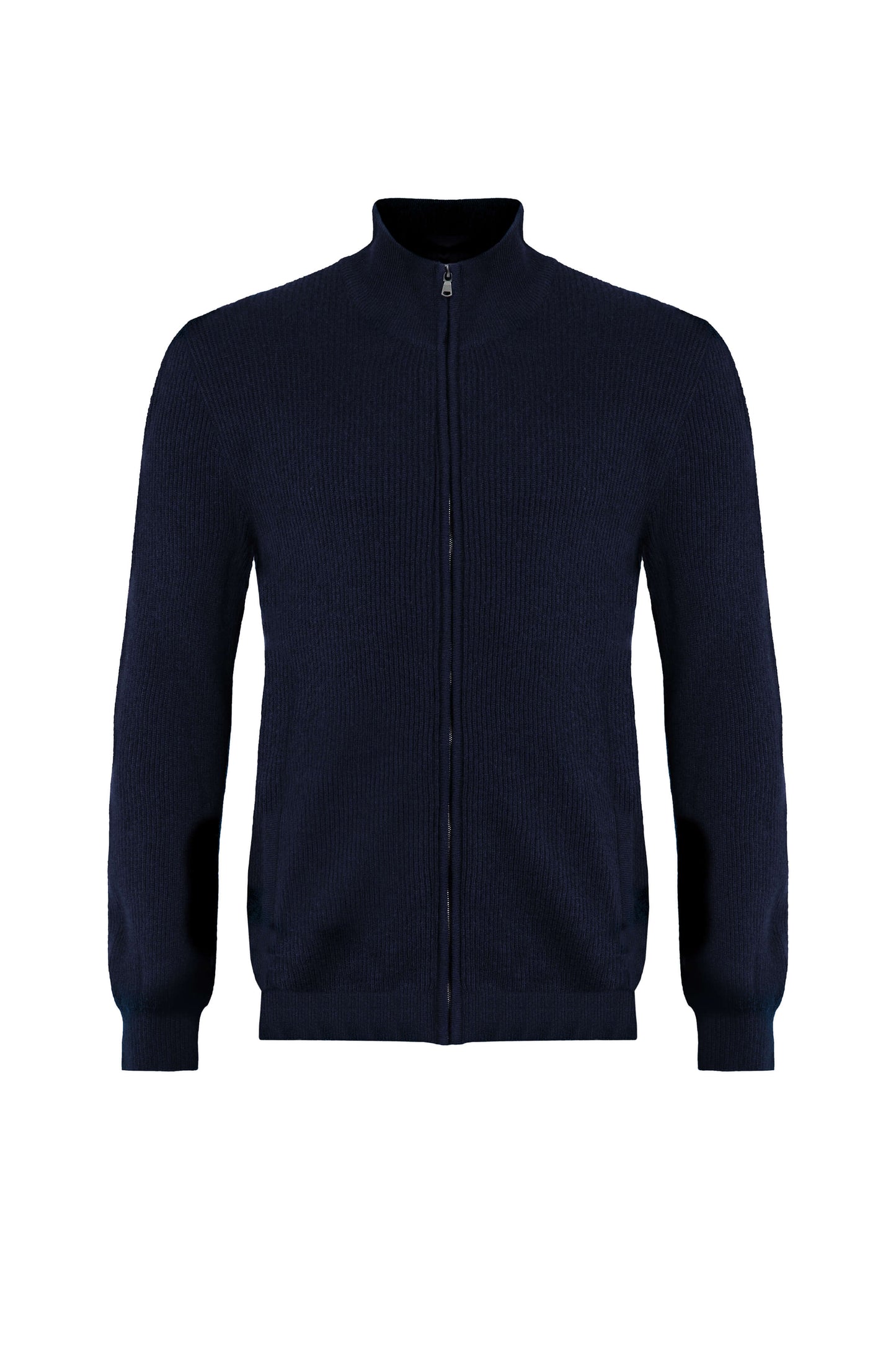 Johnstons of Elgin SS24 Unisex Knitwear Dark Navy Unisex Ribbed Cashmere Cardigan KAP05157SD7286