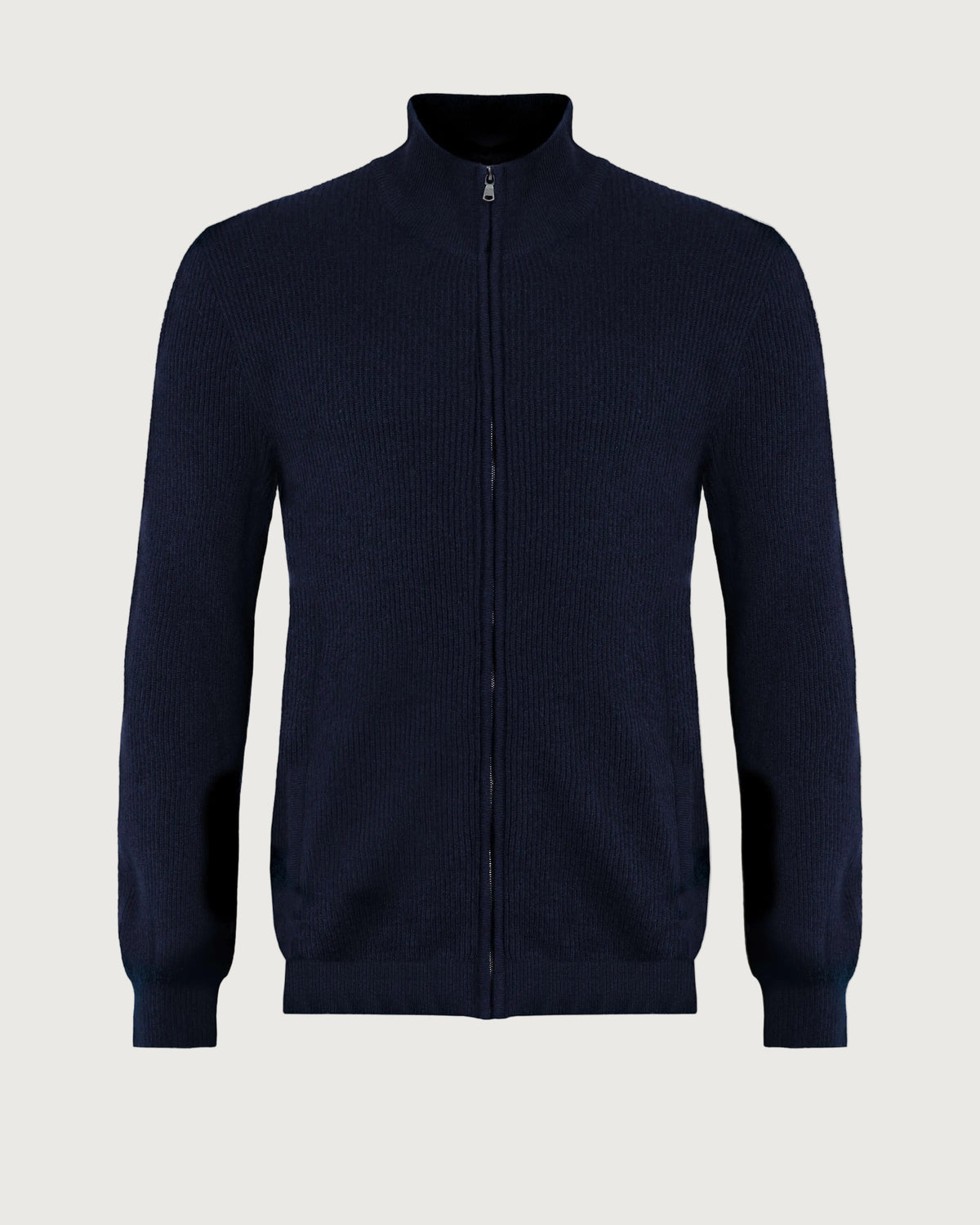 Johnstons of Elgin SS24 Unisex Knitwear Dark Navy Unisex Ribbed Cashmere Cardigan KAP05157SD7286