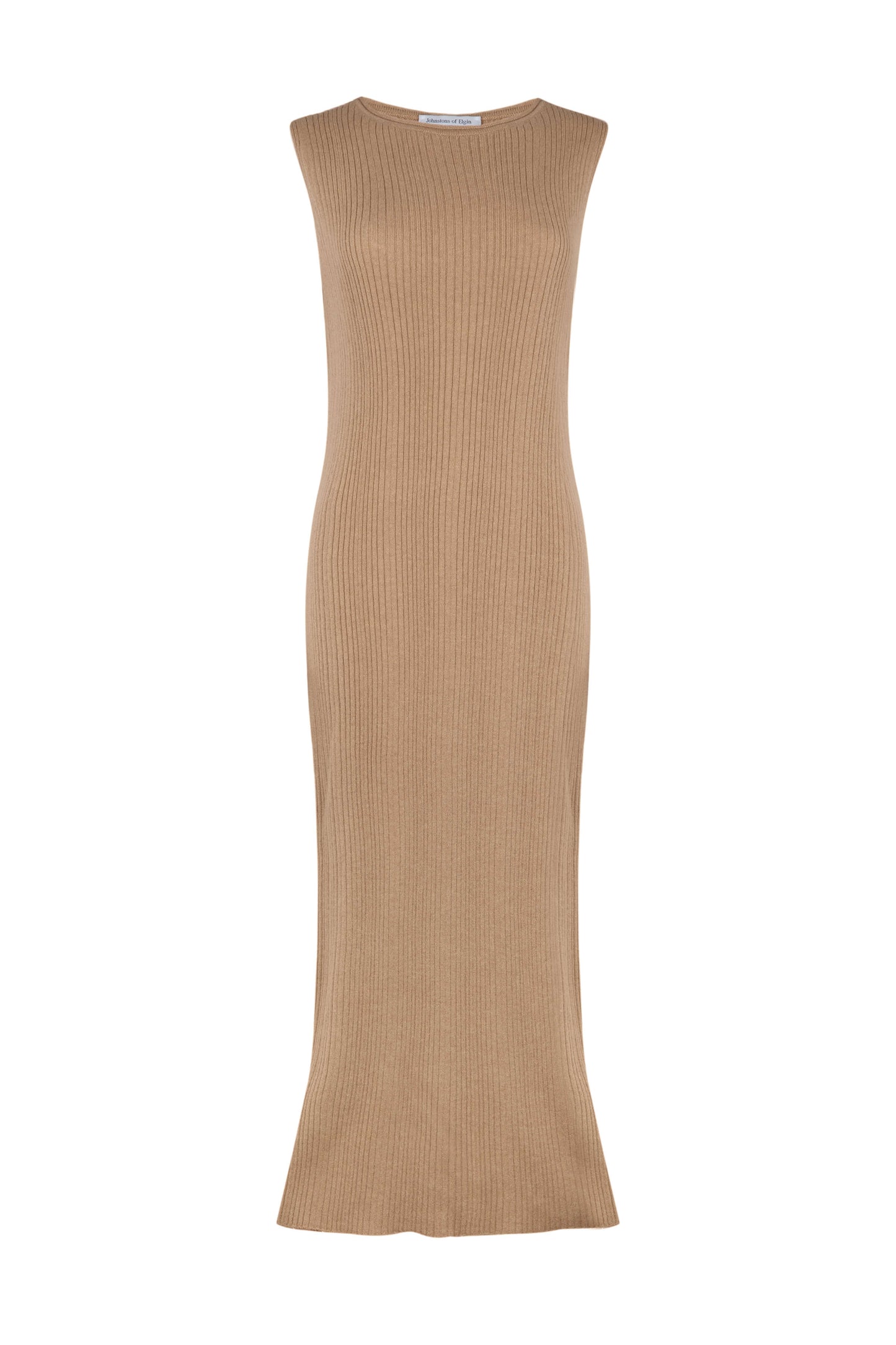 Sleeveless Ribbed Camel Cashmere Dress