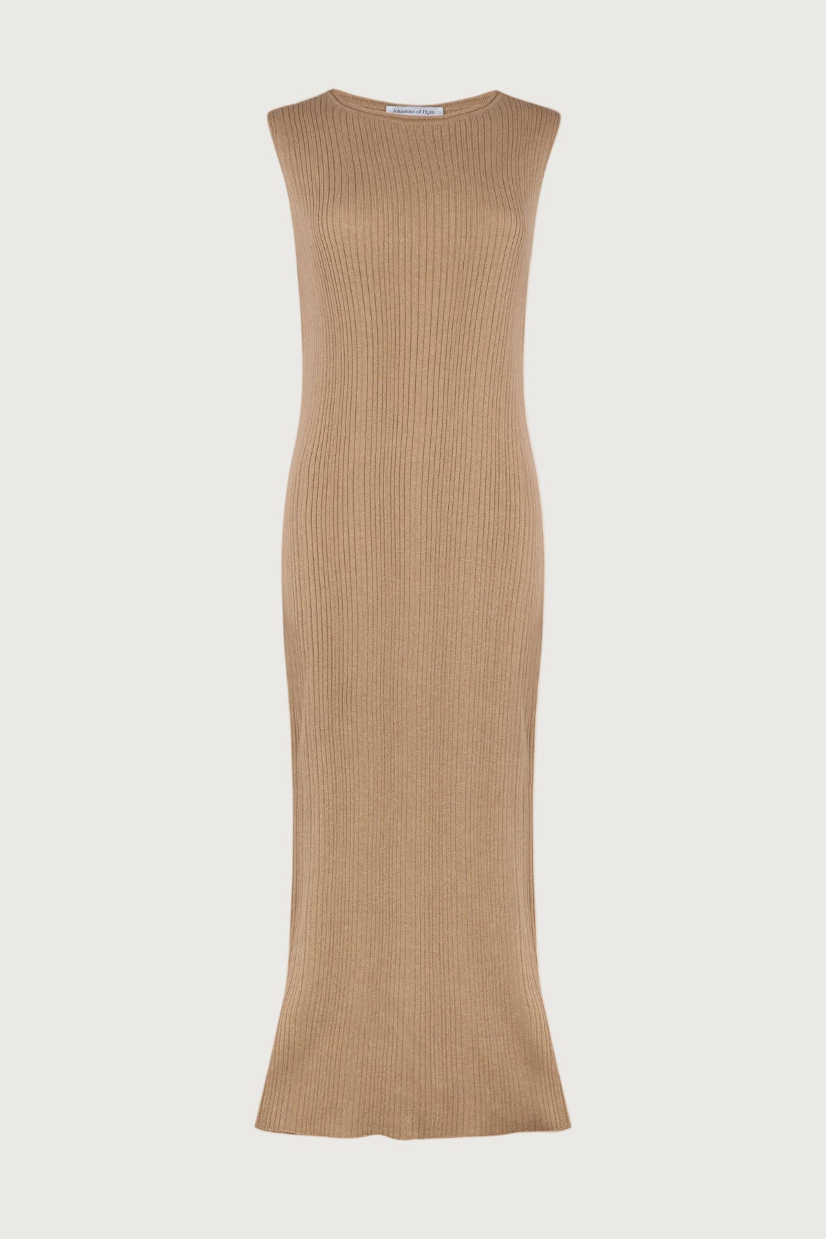Sleeveless Ribbed Camel Cashmere Dress