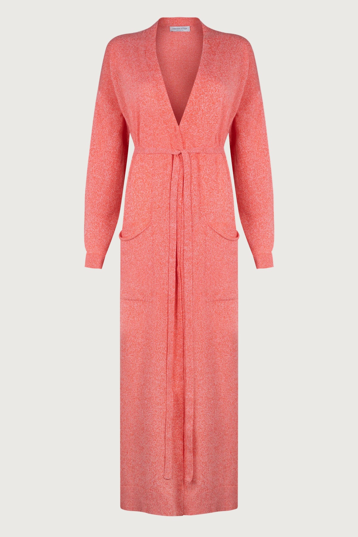 Belted Long Orange Marl Cashmere Cardigan