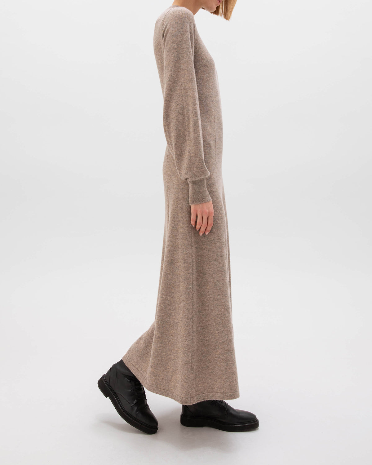 Johnstons of Elgin AW24 Women's Knitwear Ash Fit & Flare Cashmere Dress KAP05277HB4334