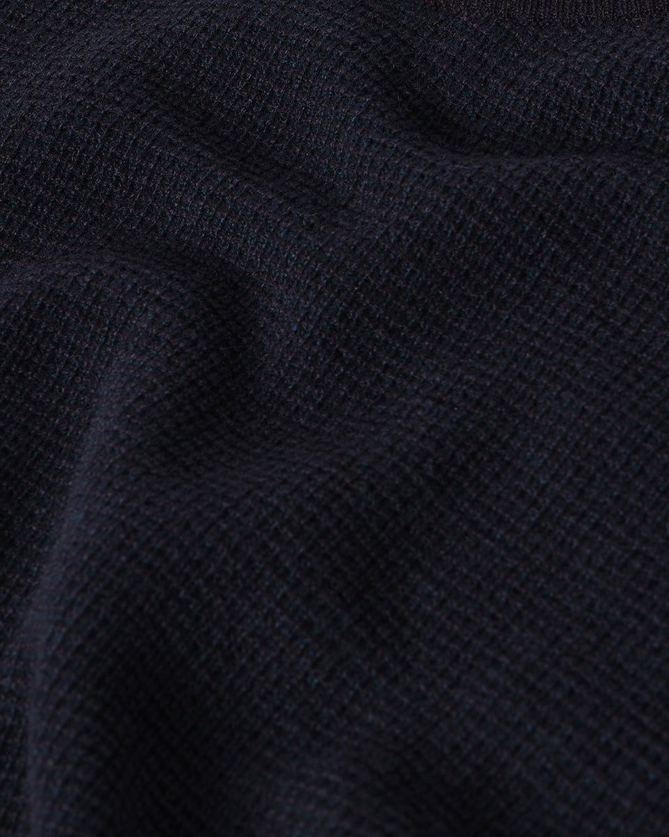 Johnstons of Elgin AW25 Men's Knitwear Dark Navy & Bottle Green Waffle Stitch Navy Cashmere Jumper KAP05441Q25352